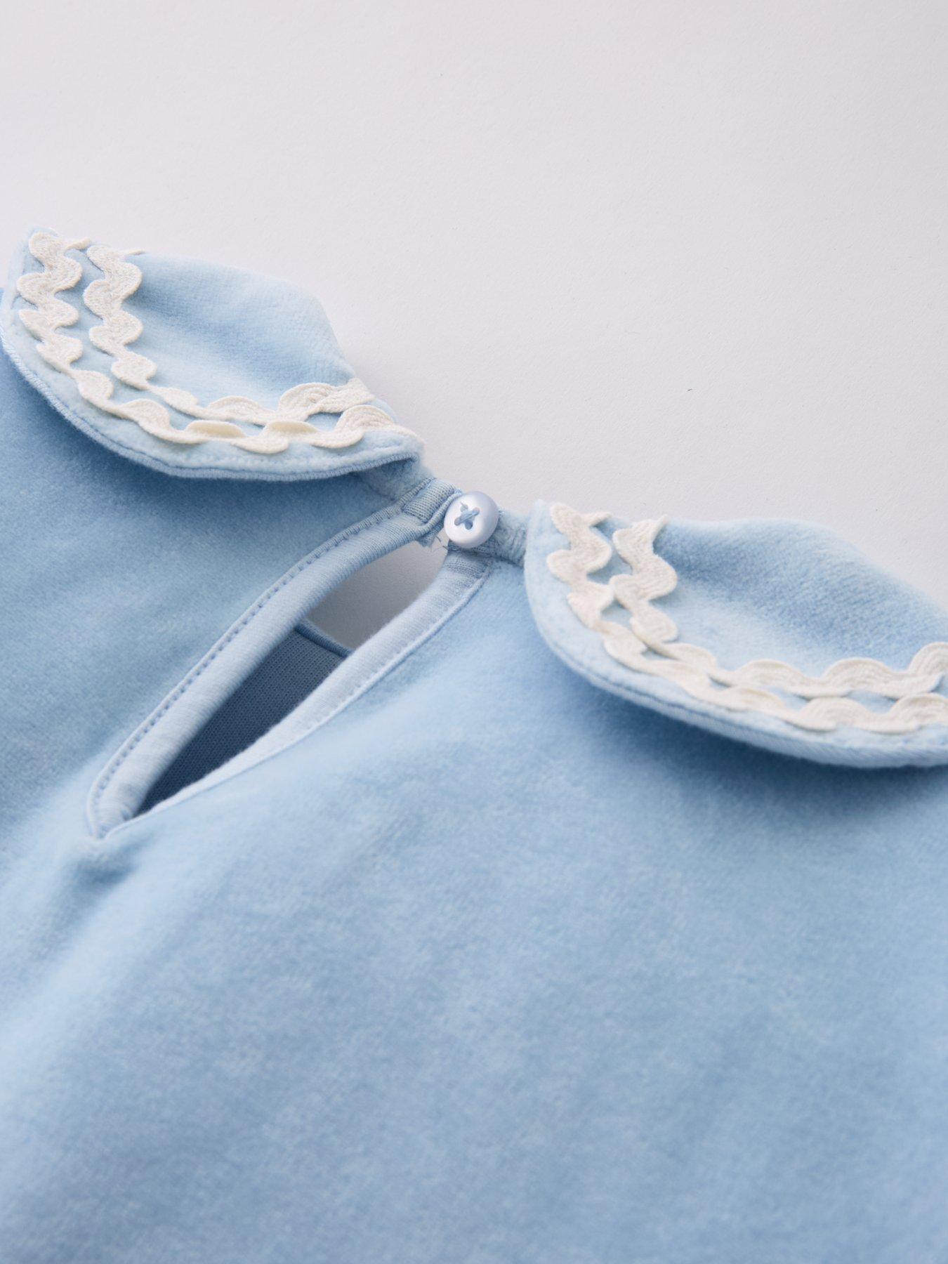 Image 4 of 5 of The Very Collection Girls Velour Tracksuit With Collar Detail - Blue