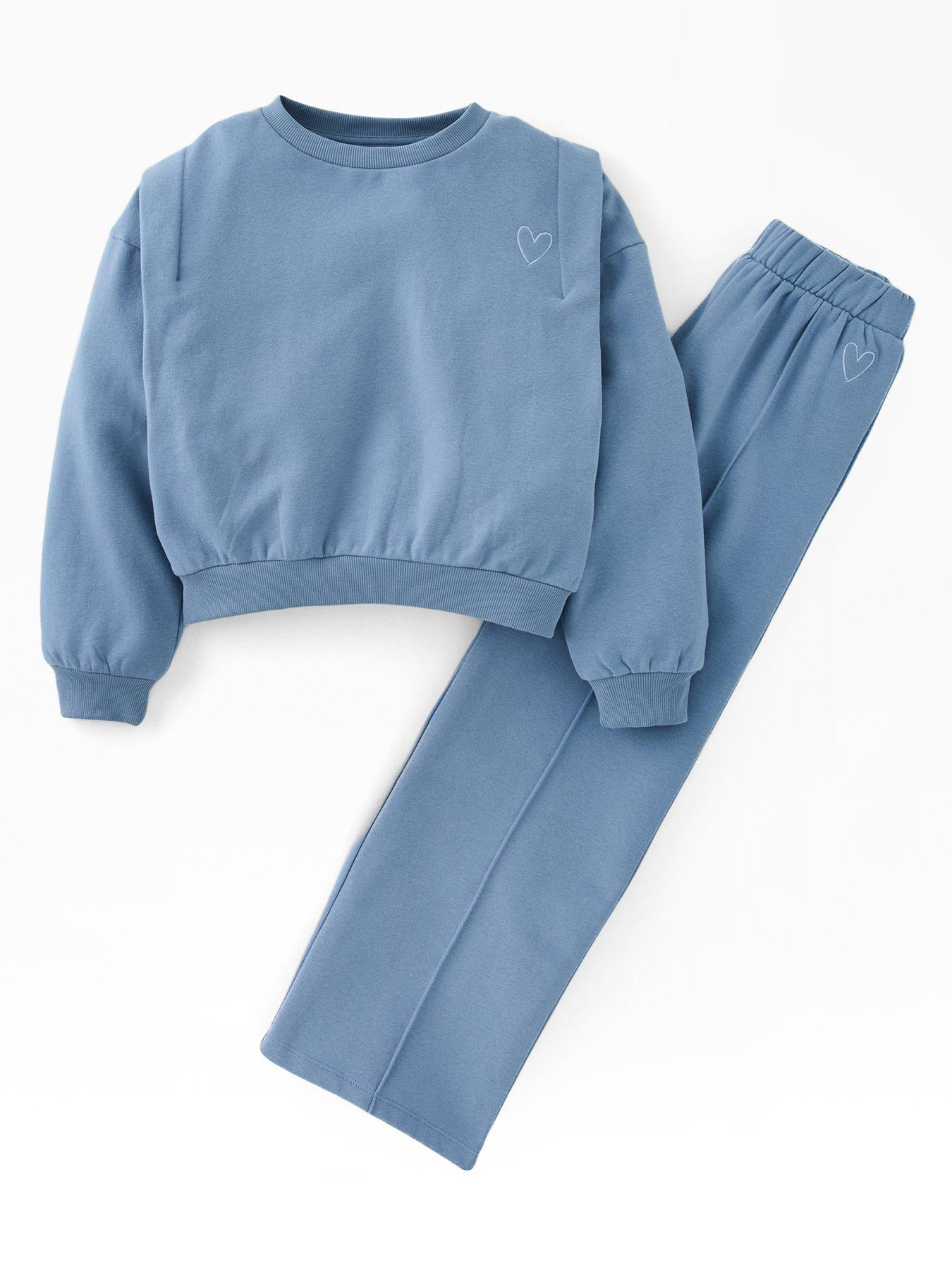 The Very Collection Girls Pleat Sweat Set - Blue