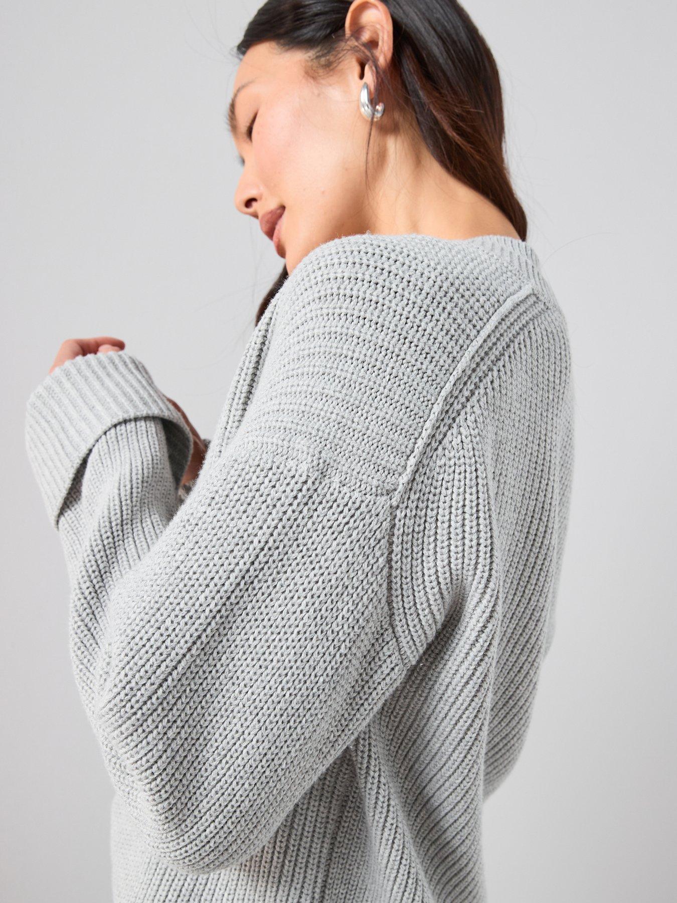 the-very-collection-double-placket-v-neck-knitted-jumper-greyoutfit