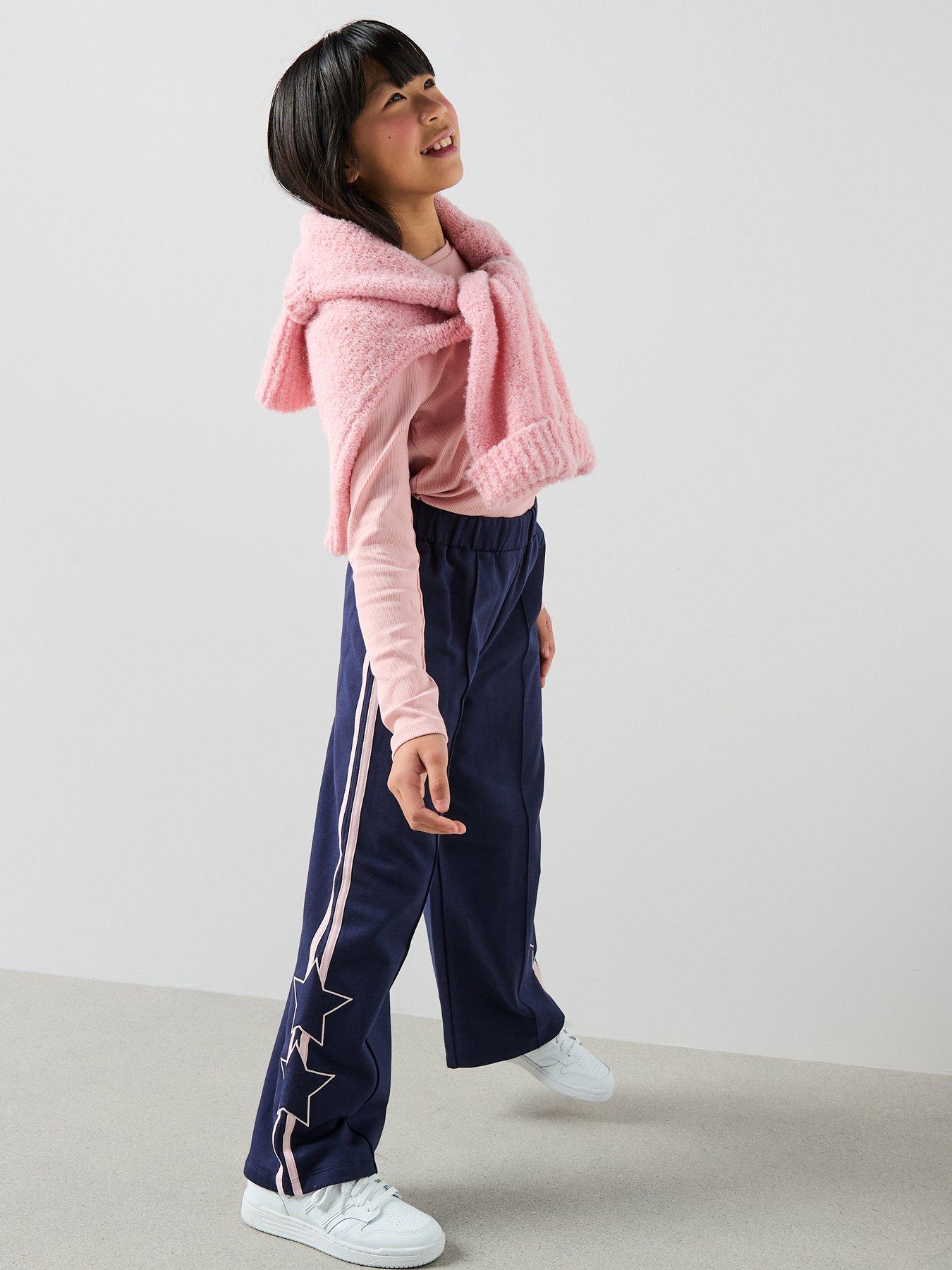 Image 3 of 6 of The Very Collection Girls Star Side Piping Wide Leg Joggers - Navy