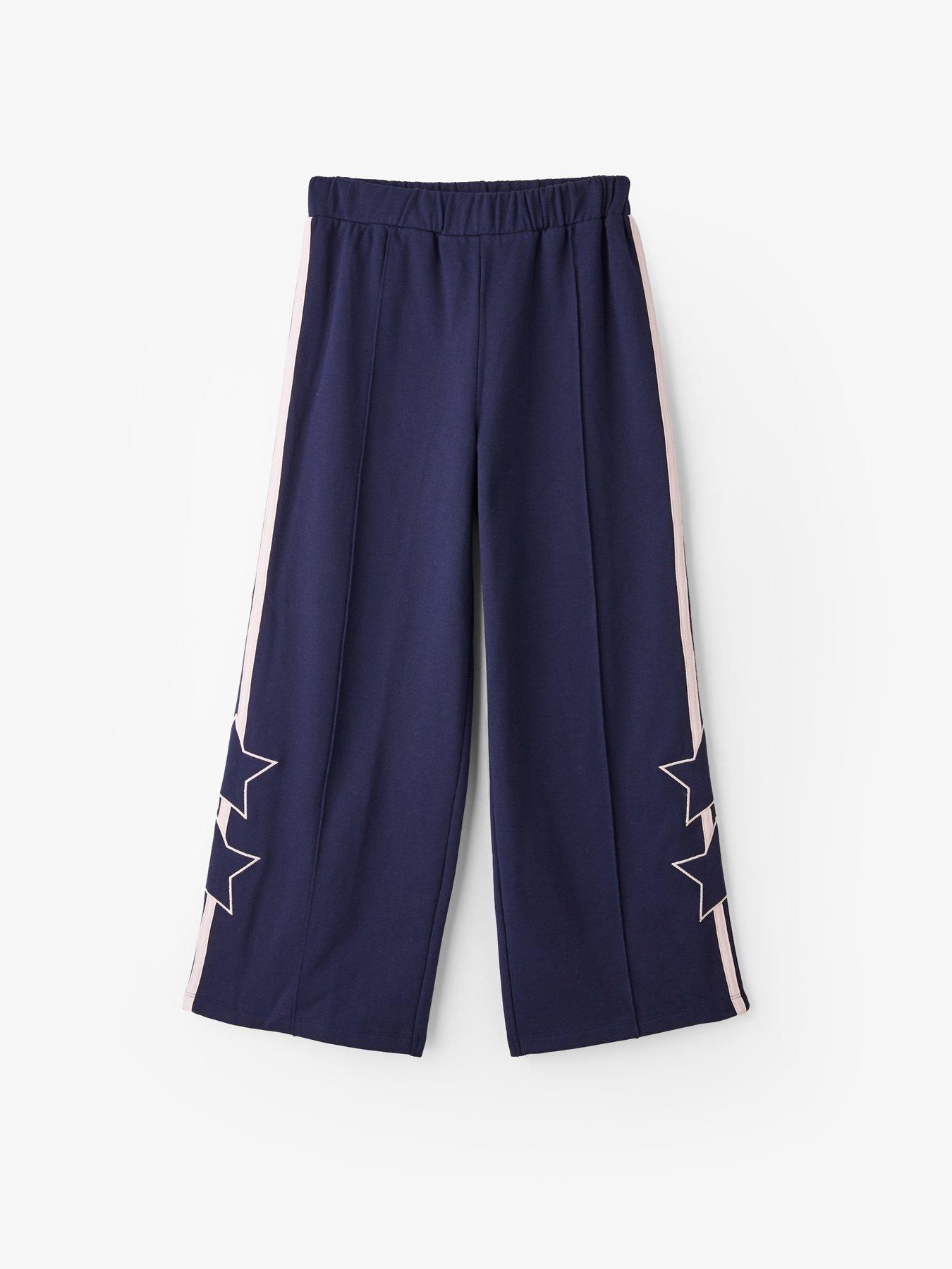Image 6 of 6 of The Very Collection Girls Star Side Piping Wide Leg Joggers - Navy