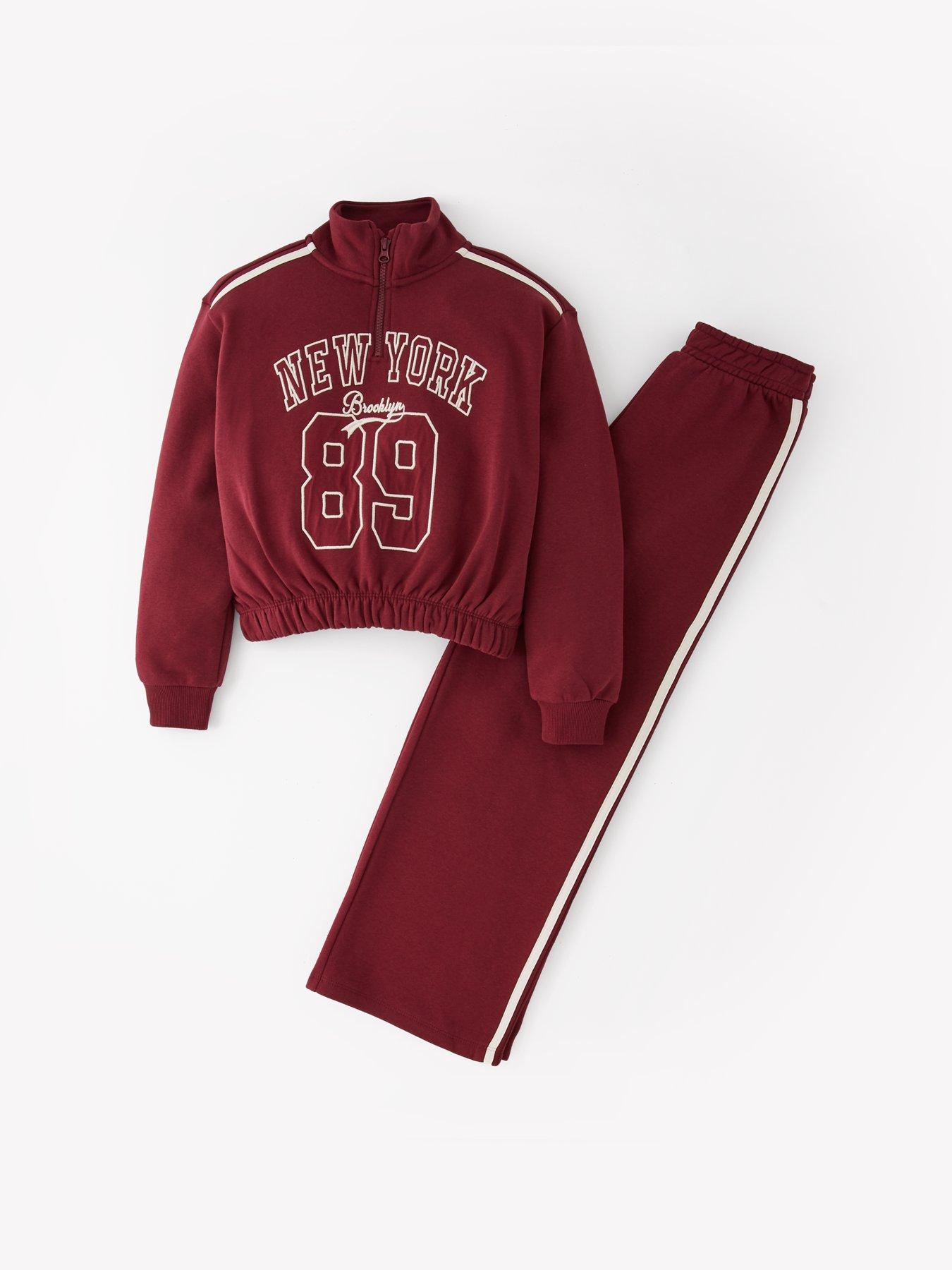 Image 6 of 6 of The Very Collection Girls Applique Number Jog Set - Burgundy/Pink