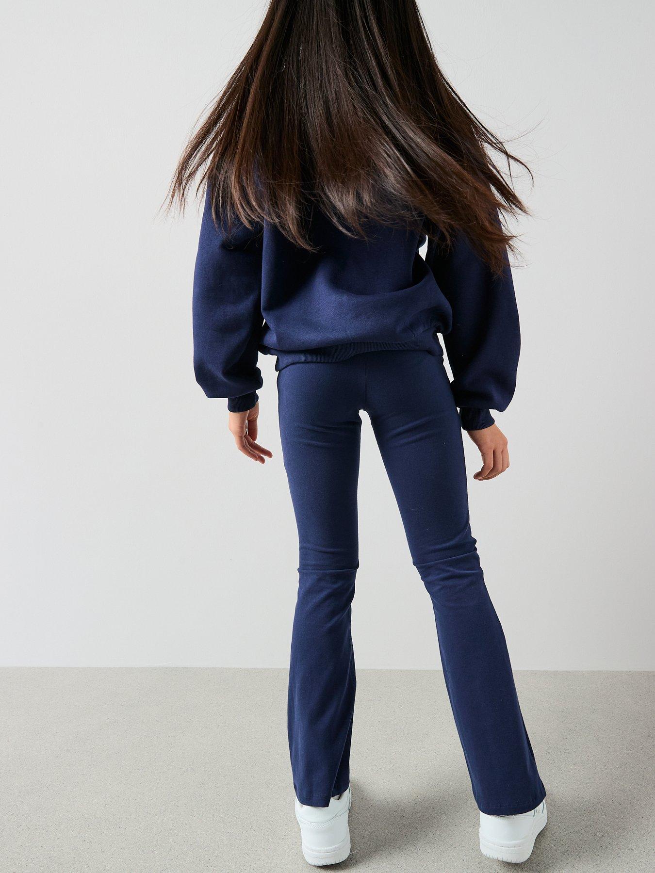 Image 2 of 6 of The Very Collection Girls Collar Navy Jersey Flare Set - Blue