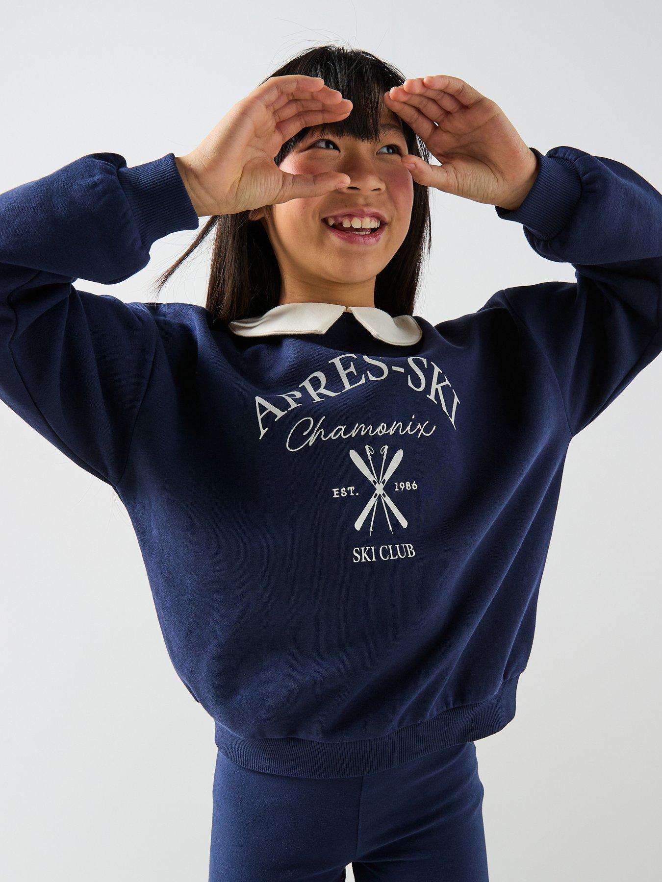 Image 4 of 6 of The Very Collection Girls Collar Navy Jersey Flare Set - Blue