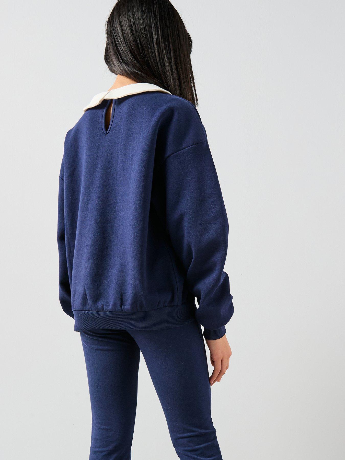 Image 5 of 6 of The Very Collection Girls Collar Navy Jersey Flare Set - Blue