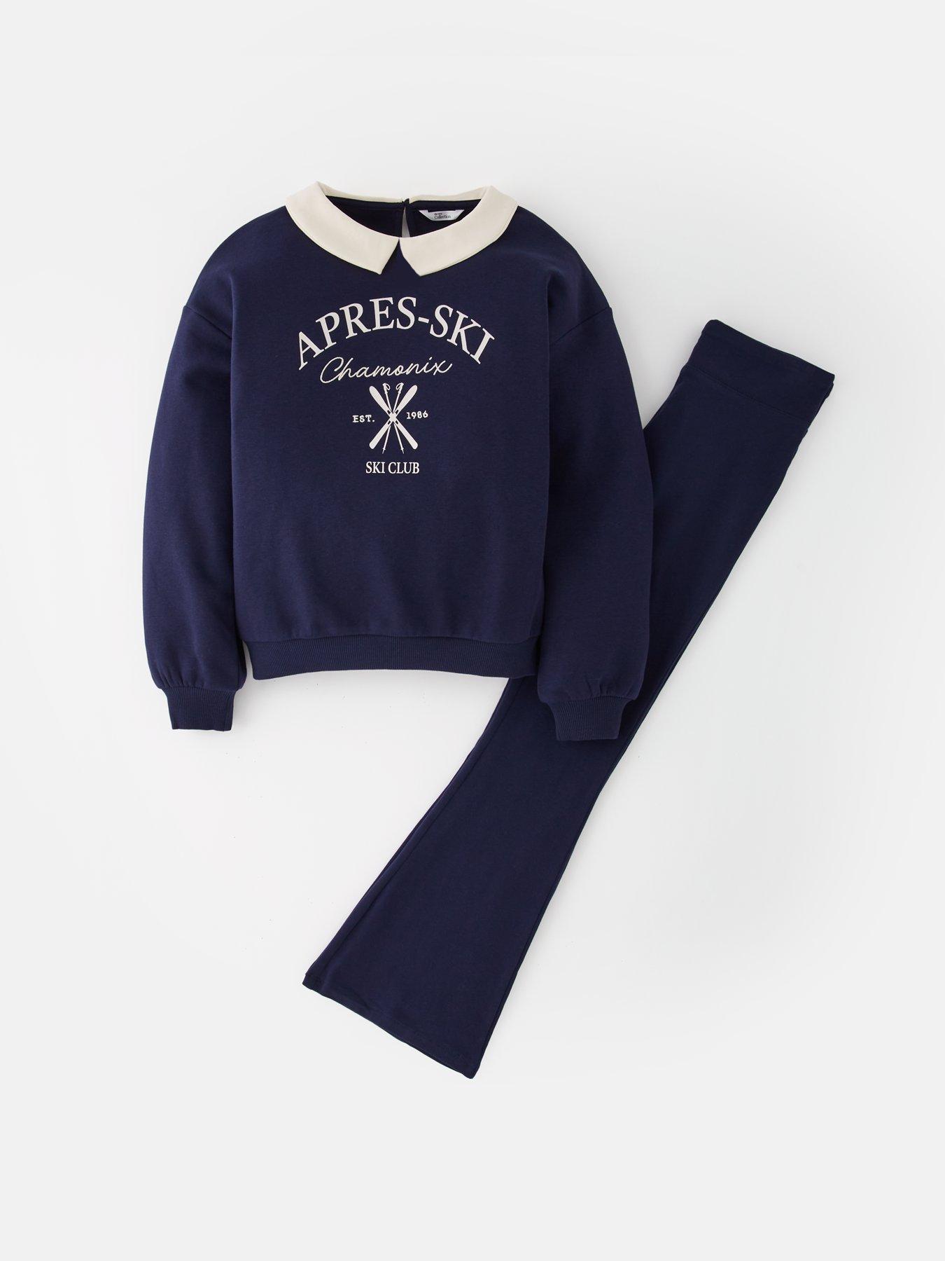 Image 6 of 6 of The Very Collection Girls Collar Navy Jersey Flare Set - Blue