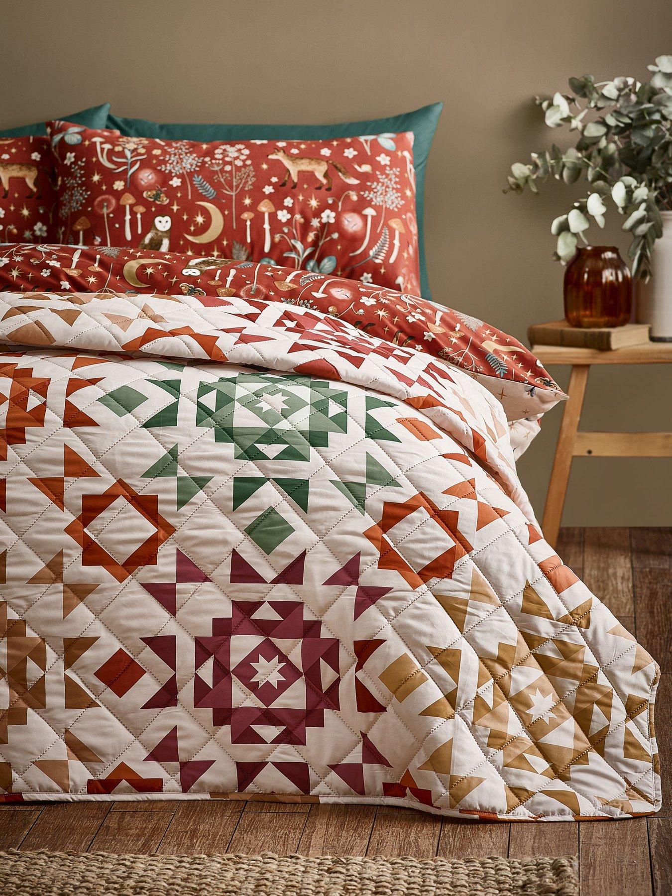 Image 1 of 3 of Catherine Lansfield Autumn Patchwork Bedspread- 220x230cm