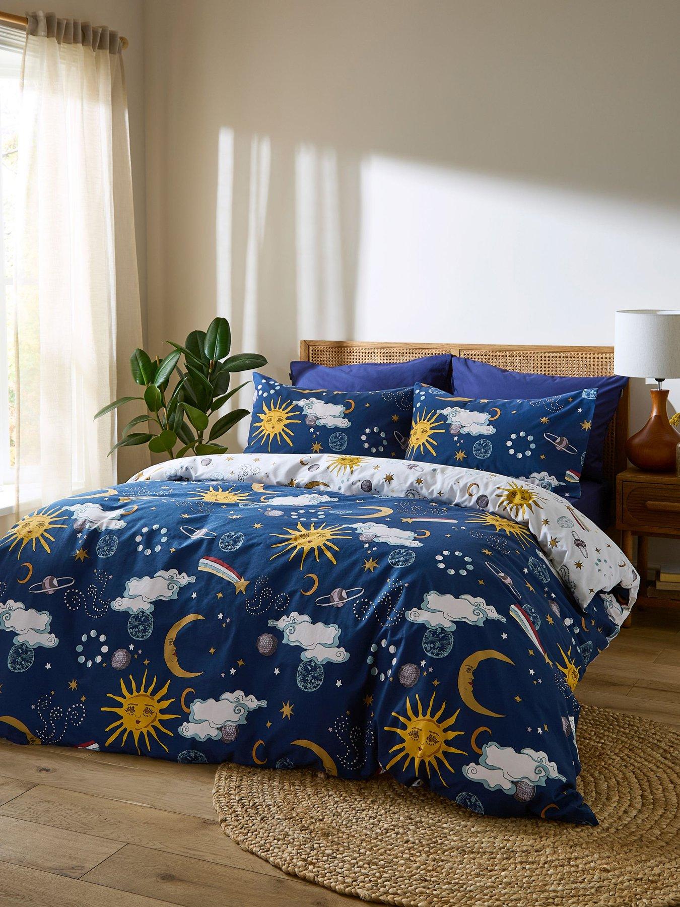 Their Nibs Disco Space 100% Cotton Reversible Duvet Set Navy Blue