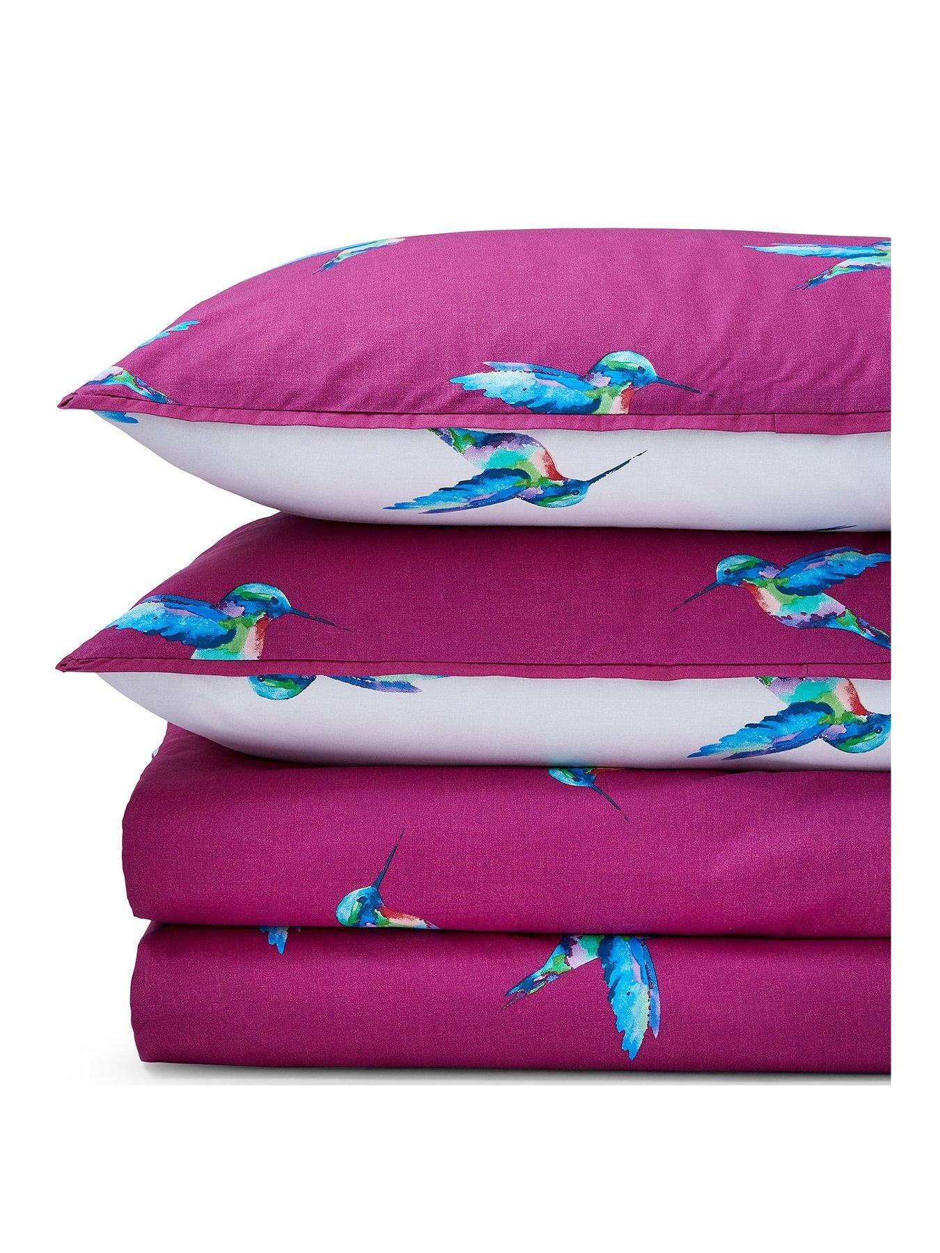 Image 2 of 6 of Their Nibs Hummingbird 100% Cotton Reversible Duvet Set Plum