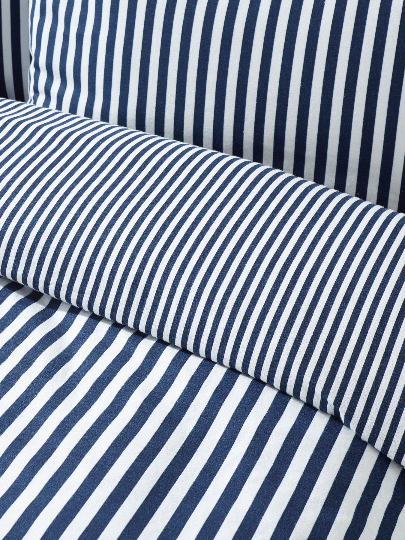 Image 5 of 6 of Catherine Lansfield Brushed Cotton Stripe Duvet Set - Navy