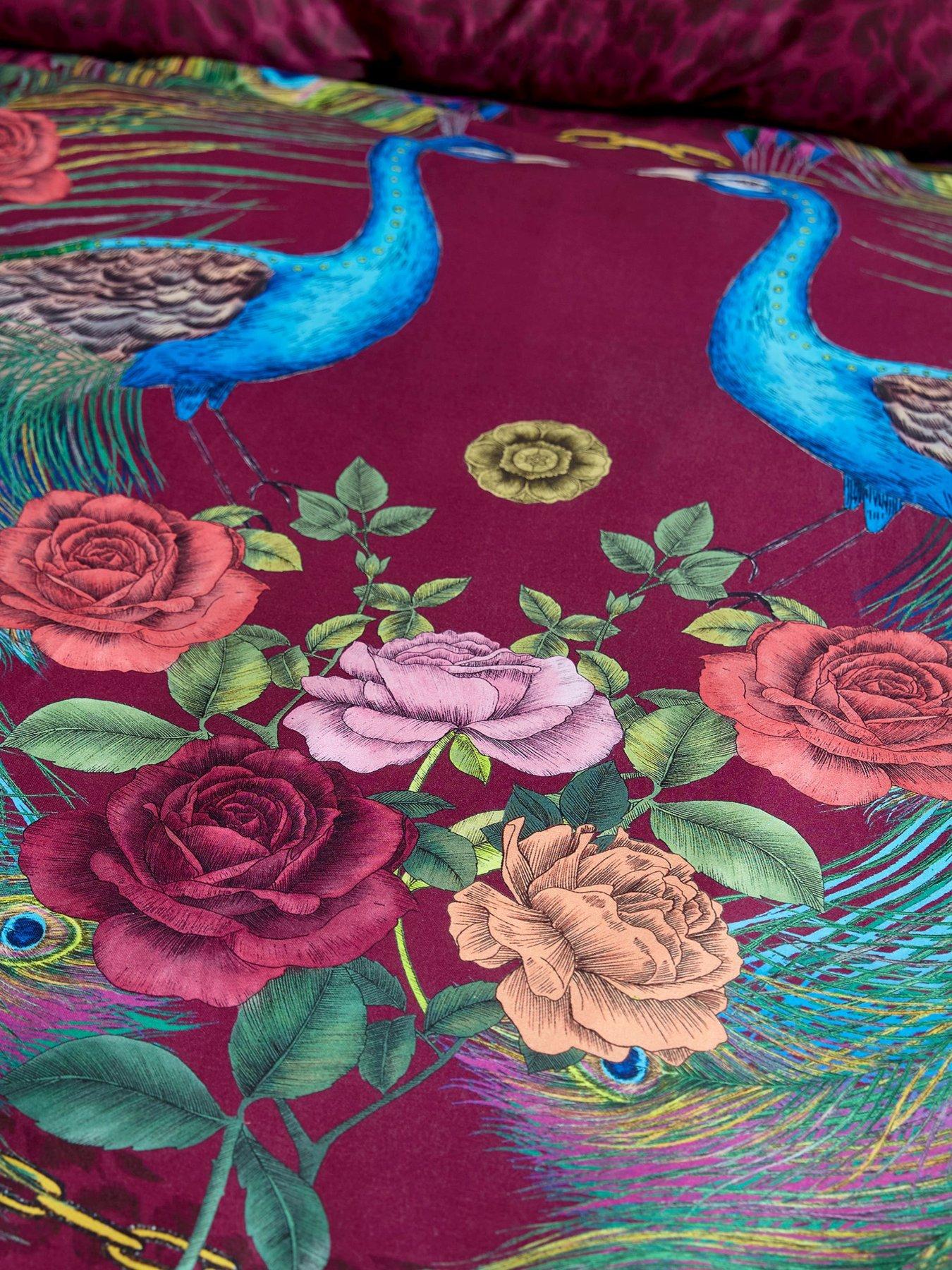 Image 5 of 6 of Matthew Williamson Xanadu Peacock 200 Thread Count Cotton Sateen Duvet Set Plum