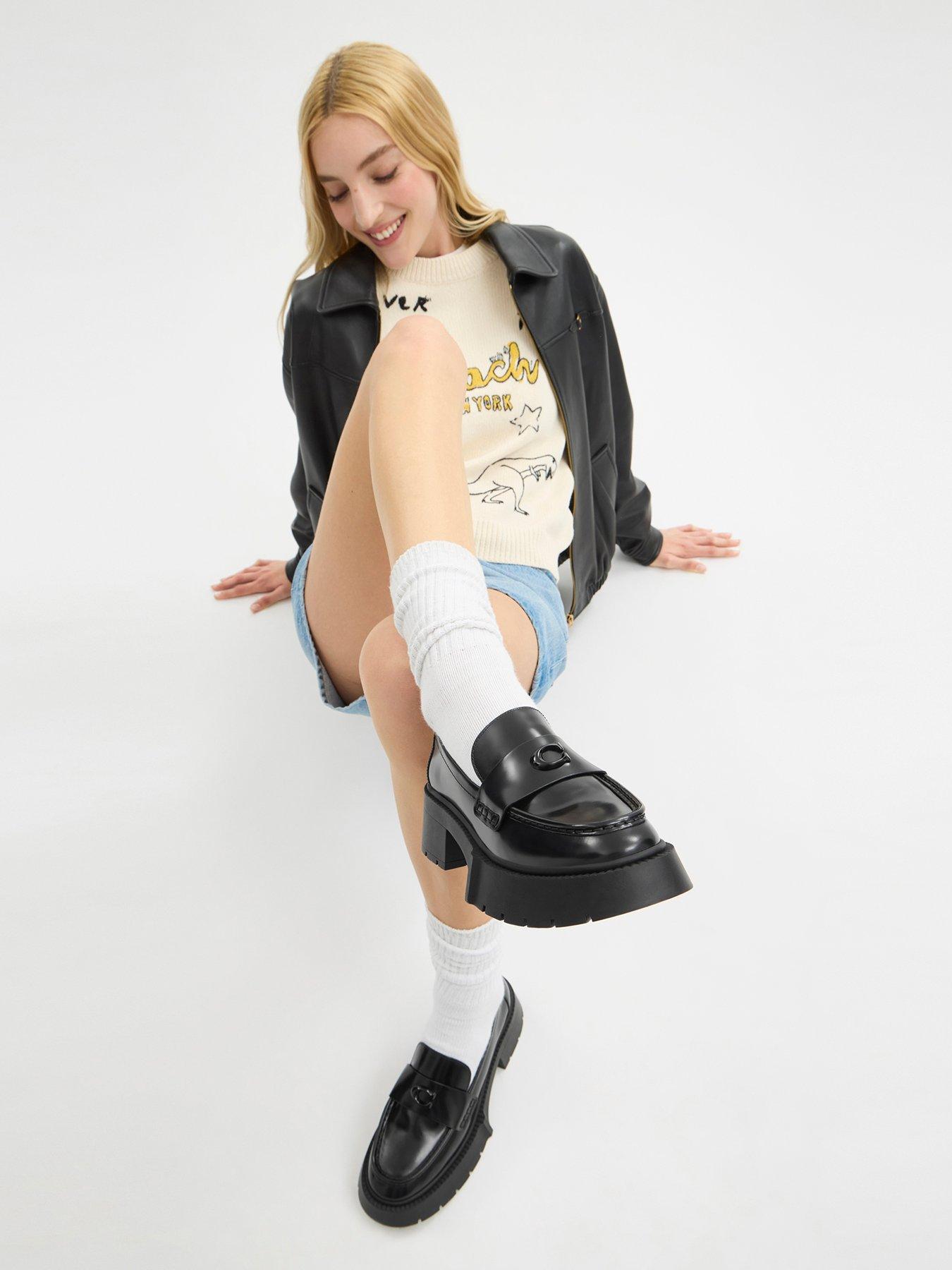 Image 4 of 4 of COACH Leah Platform Leather Loafer - Black