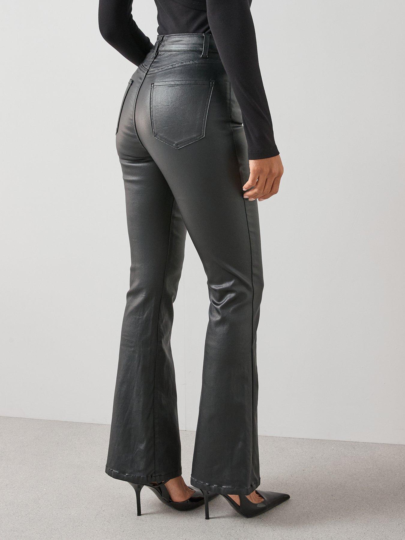 Image 2 of 7 of The Very Collection Coated Denim Soft Flare Jeans - Black