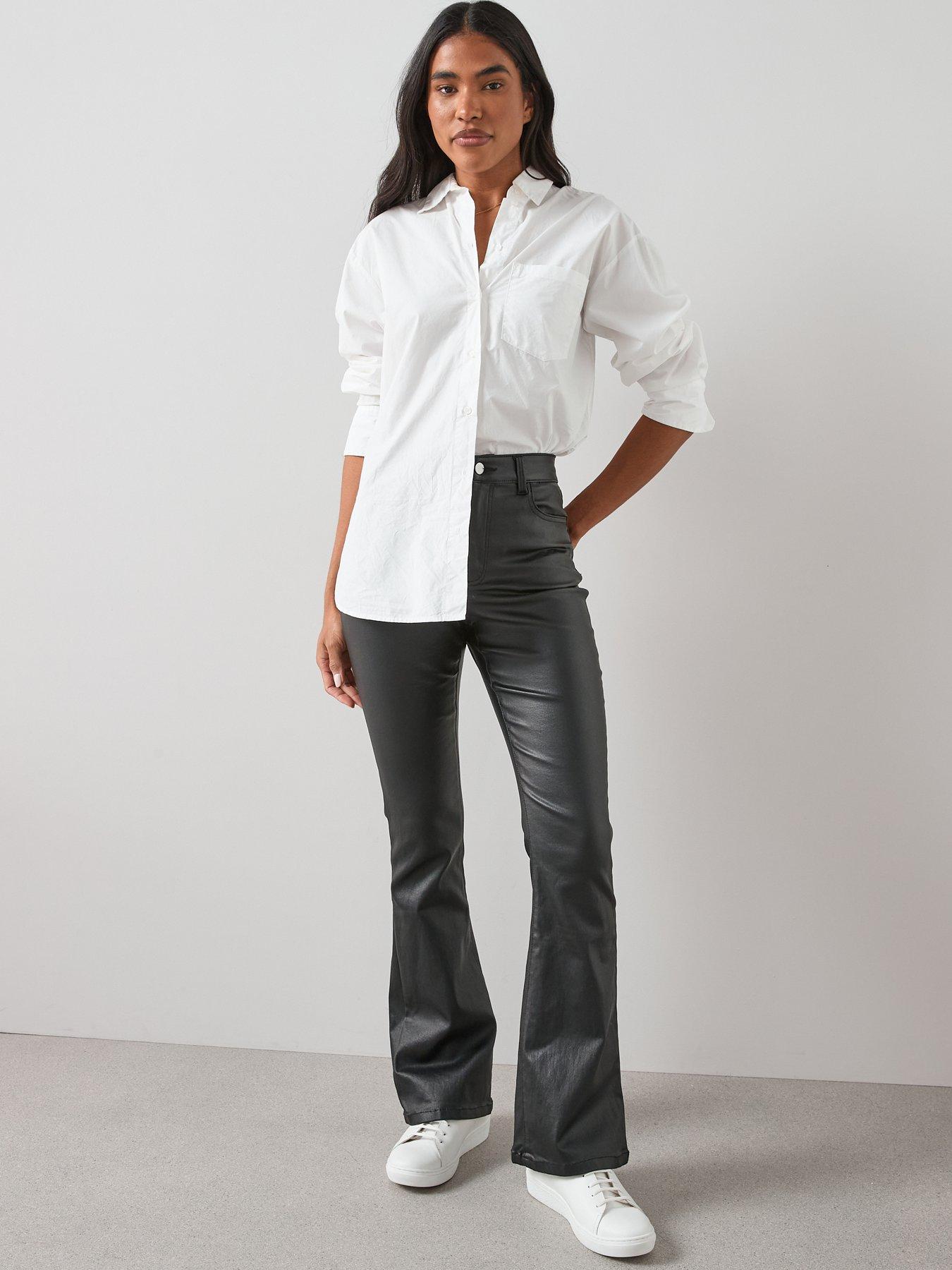 Image 5 of 7 of The Very Collection Coated Denim Soft Flare Jeans - Black