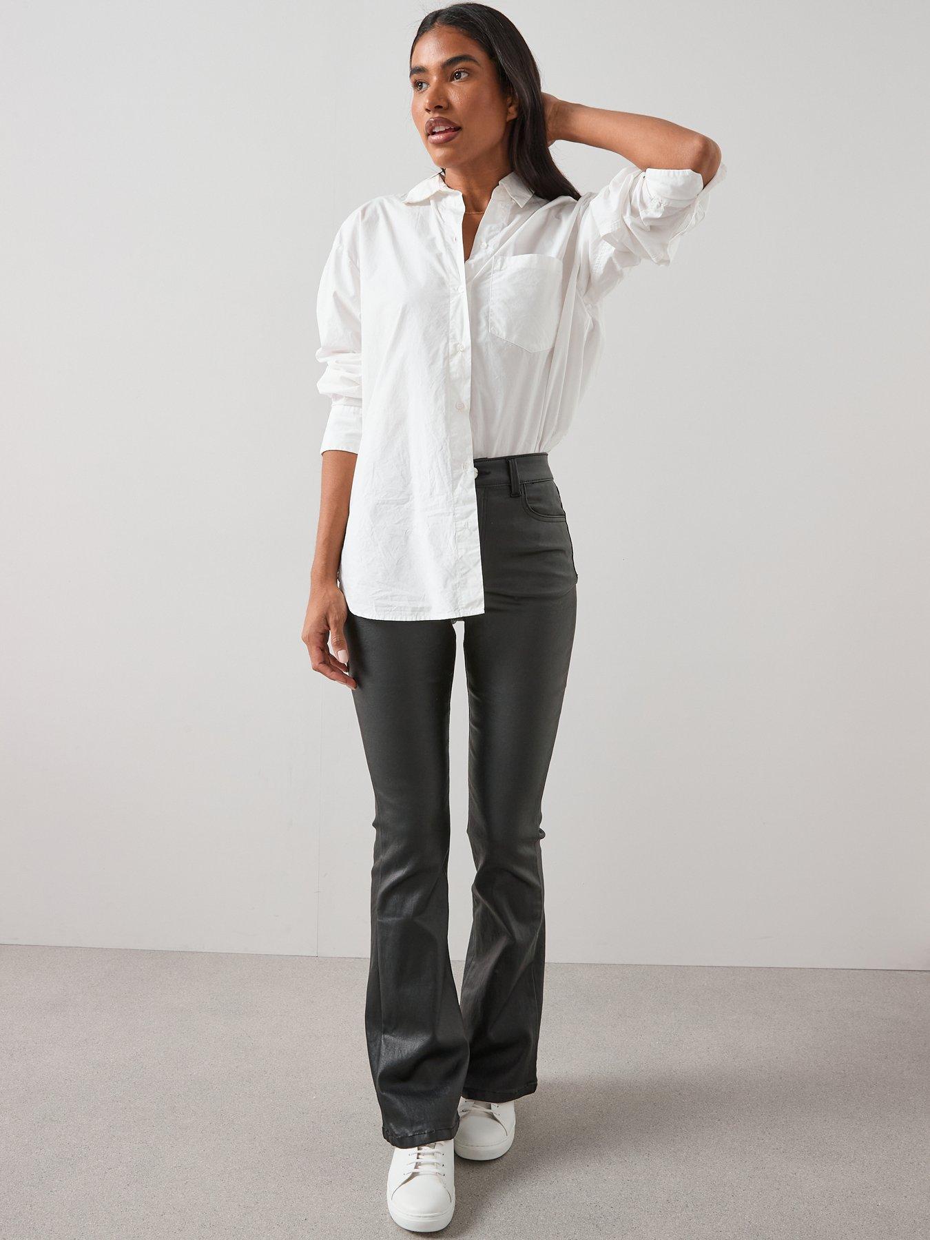 Image 6 of 7 of The Very Collection Coated Denim Soft Flare Jeans - Black