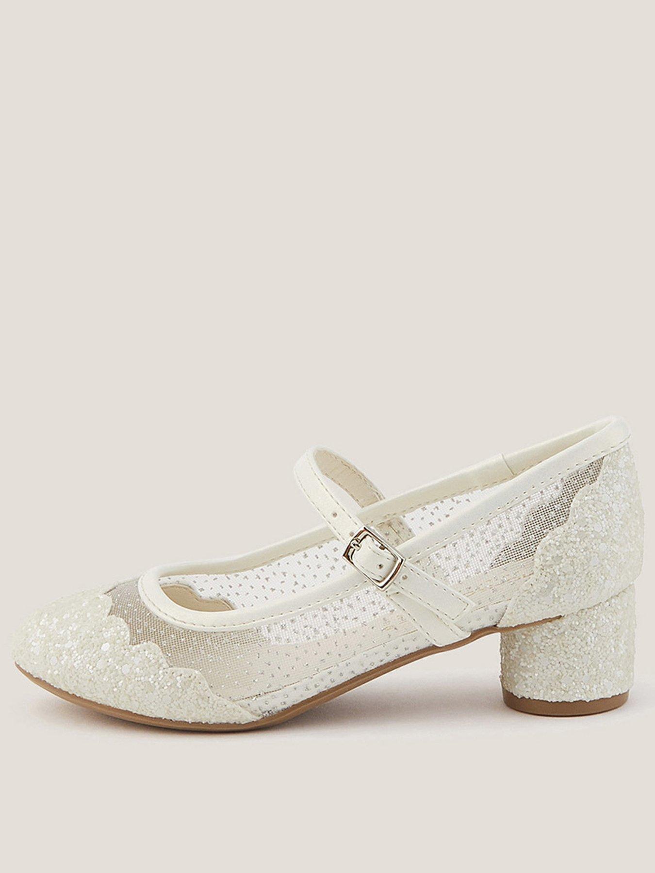 Monsoon Girls Annabelle Bow Princess Heel Shoes - Light Cream