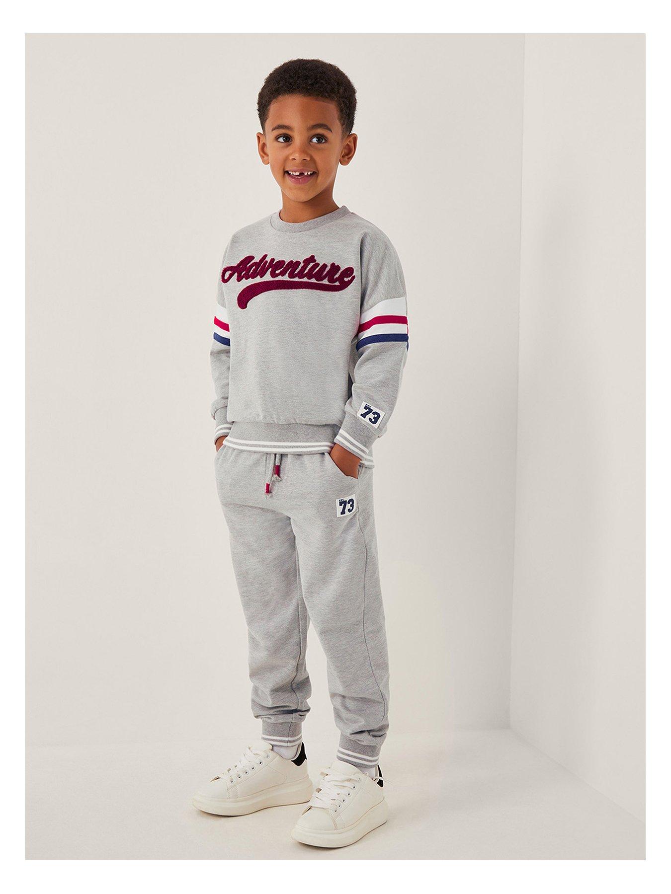 Monsoon Boys 73 Logo Sweatshirt  &  Joggers Set - Grey