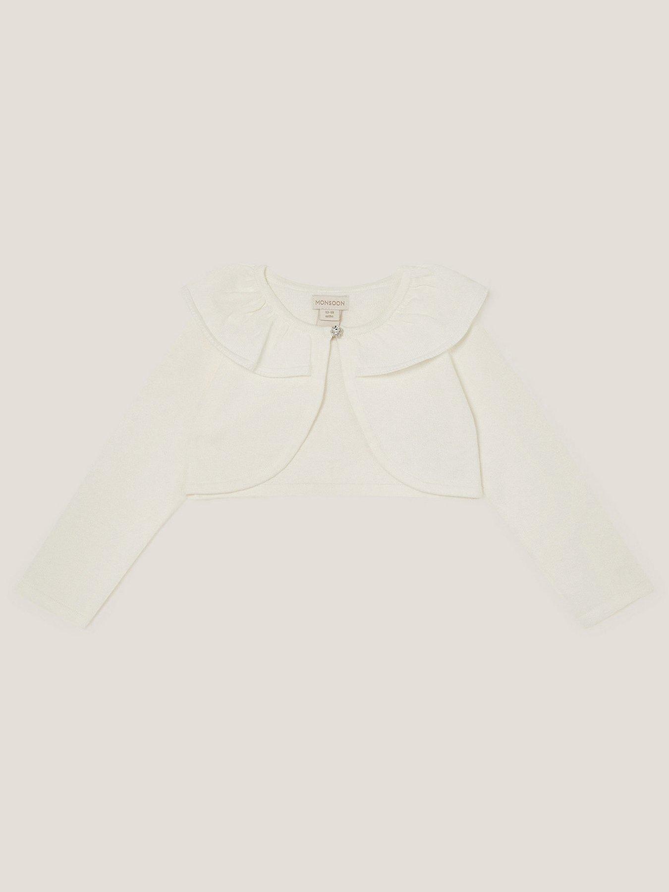 undefined Baby Girls Oversized Collar Cardigan - Light Cream
