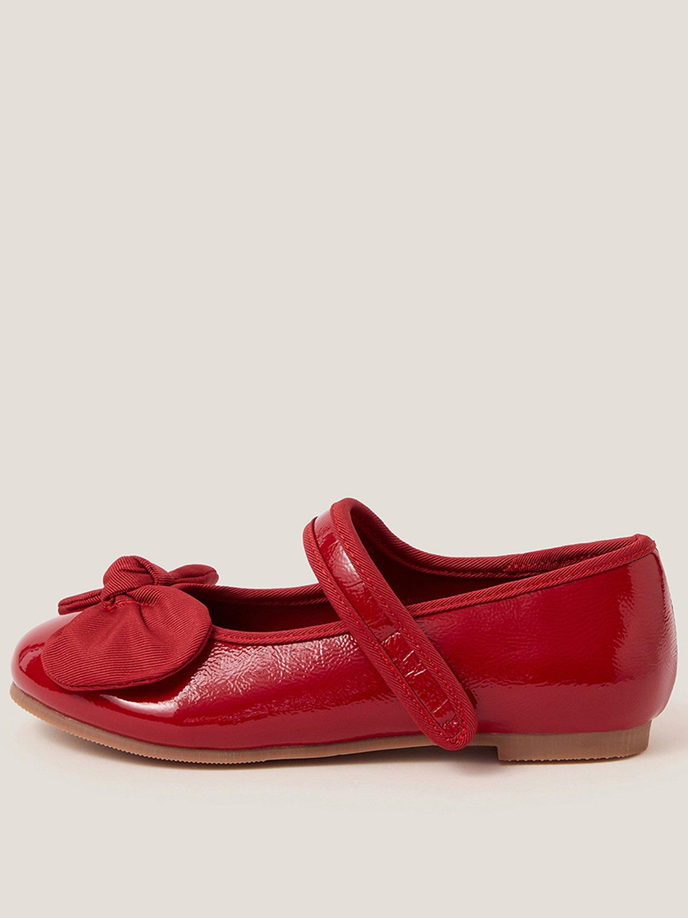 Monsoon Girls Patent Bow Ballerina Shoes - Red