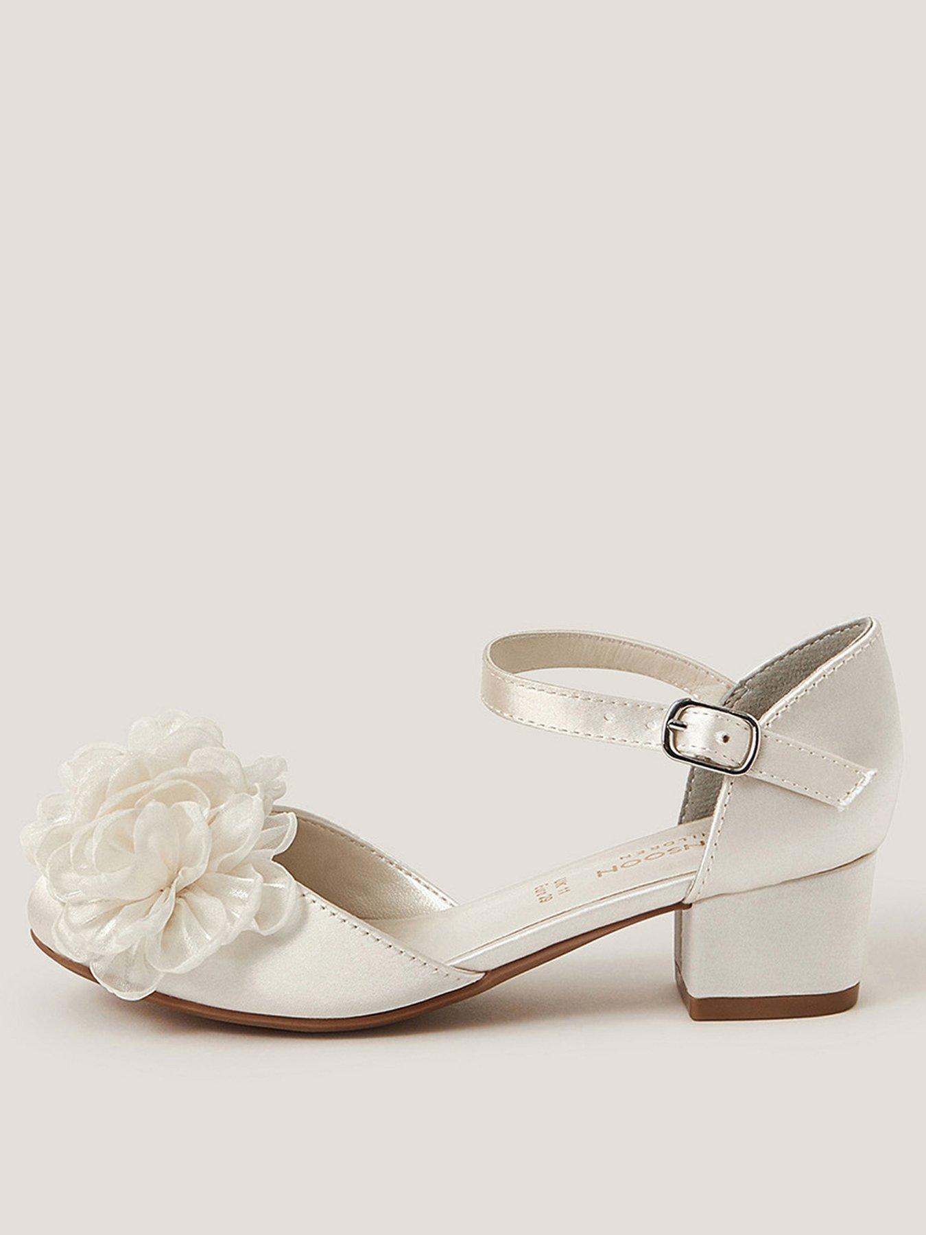 Monsoon Girls Corsage Sparkle 2 Part Heel Shoes - Light Cream