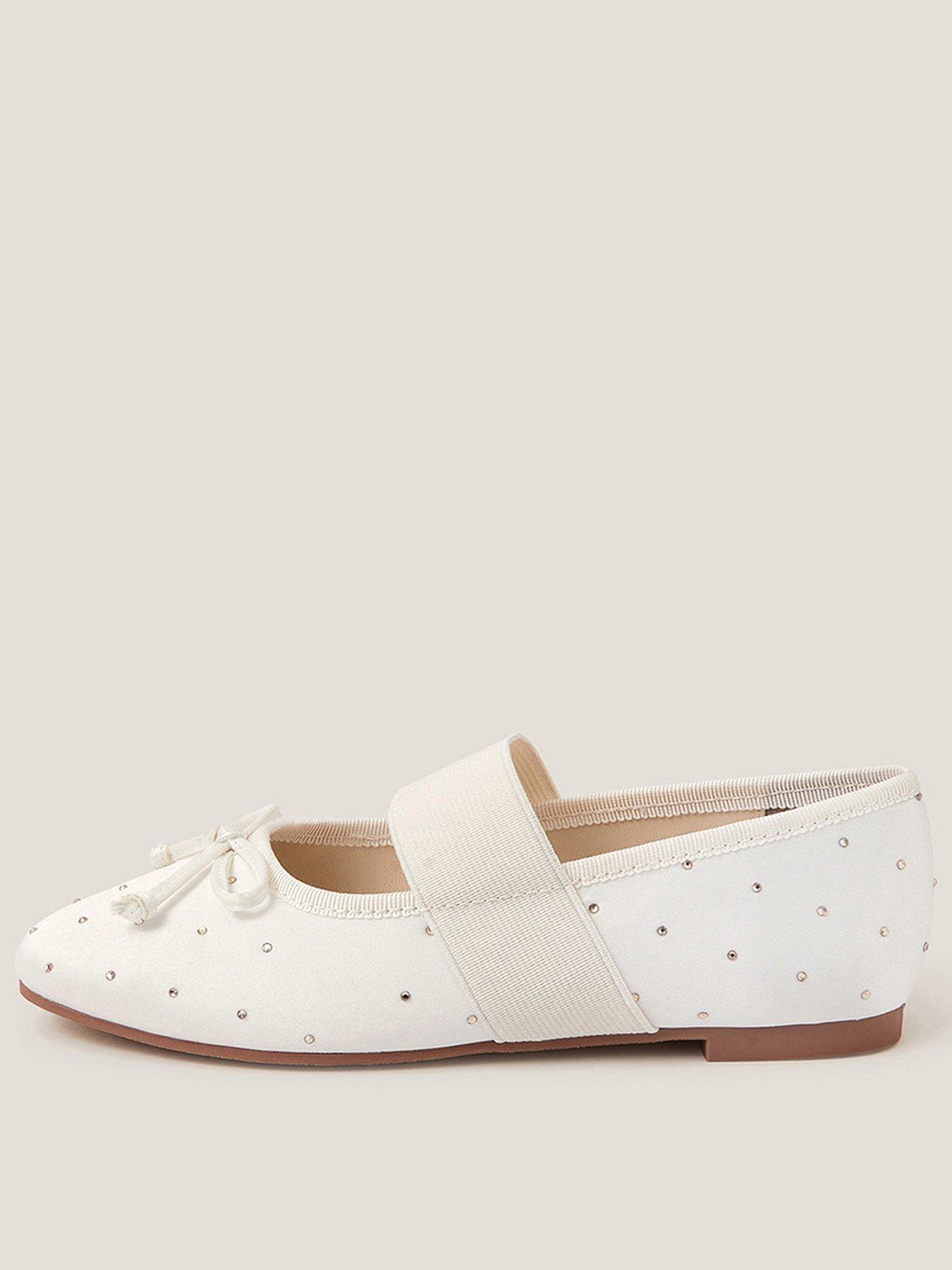 Image of Monsoon Girls Gold Diamante Ballerina Shoes - Light Cream