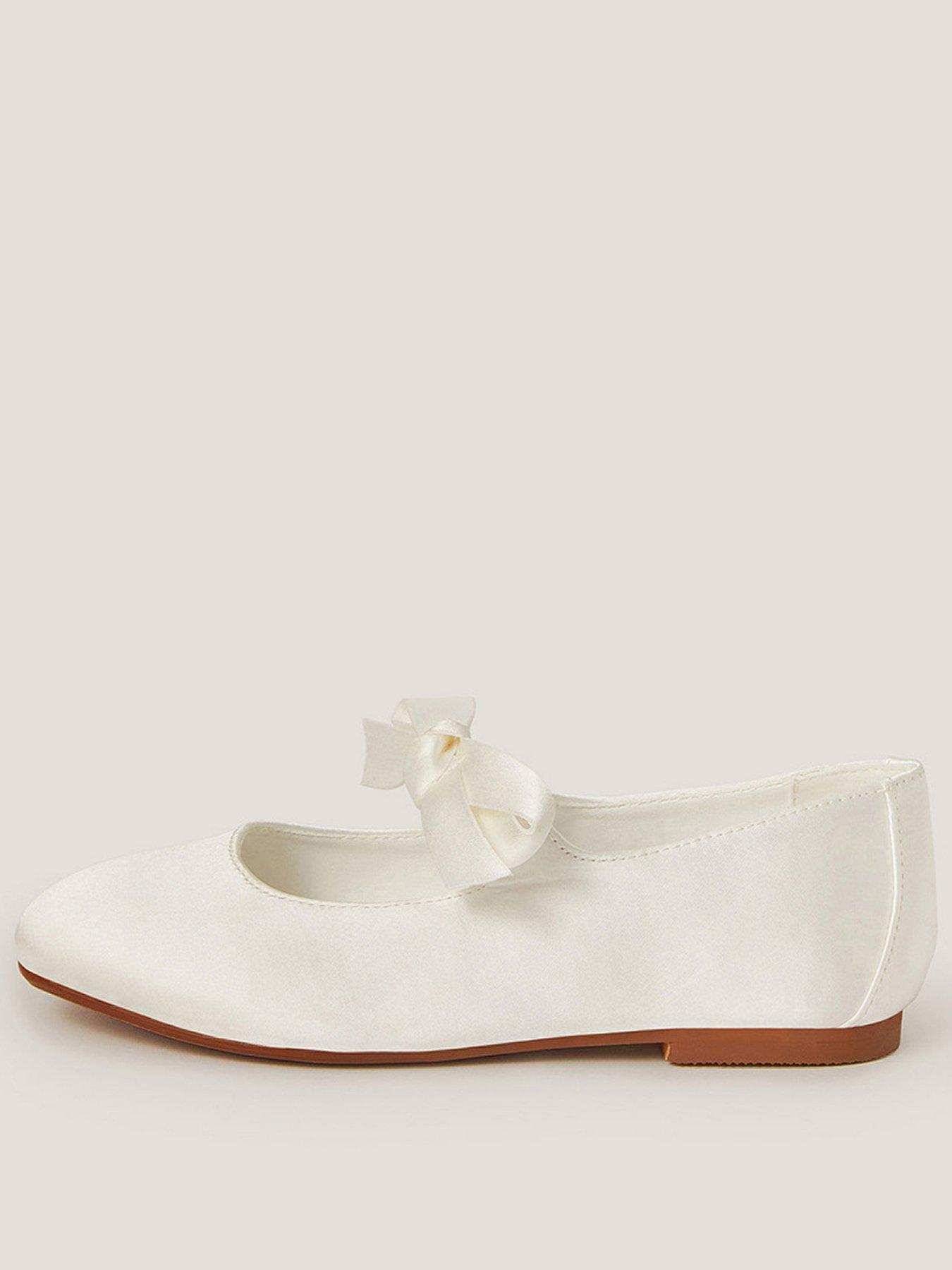 Image of Monsoon Girls Satin Flat Shoes - Light Cream