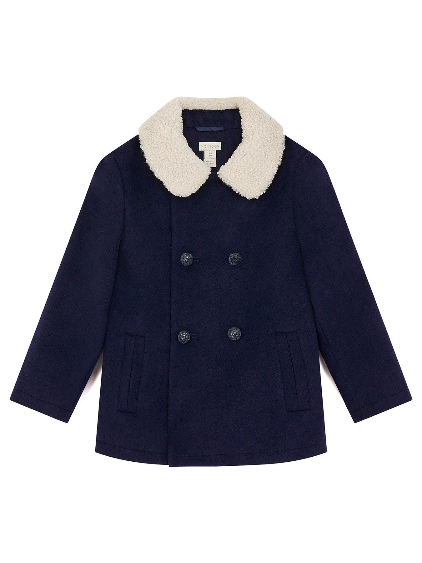 Monsoon Boys Borg Collar Peacoat - Navy