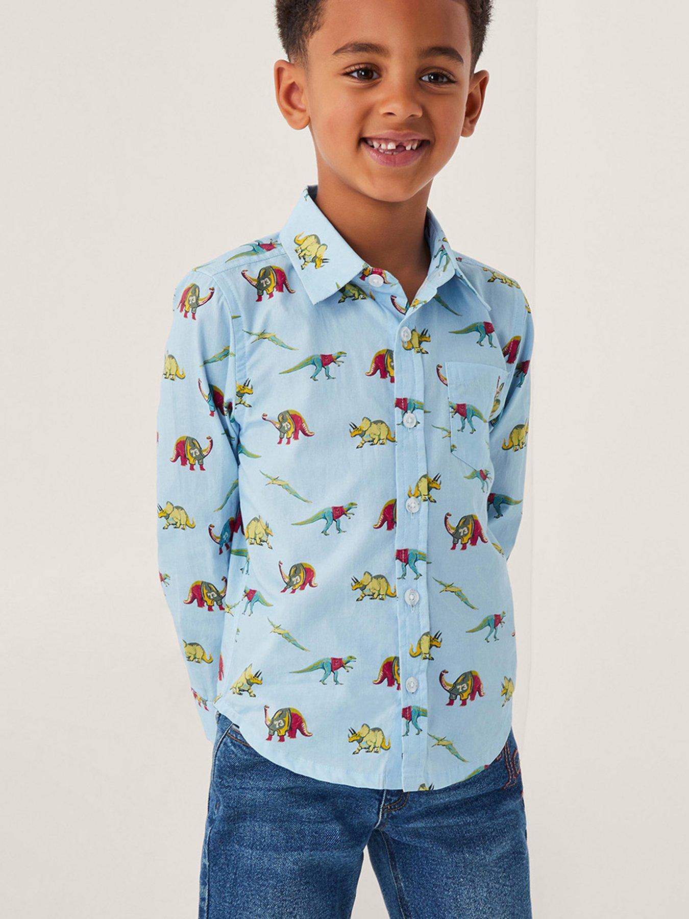 Monsoon Boys Dinosaur Print Shirt - Blue