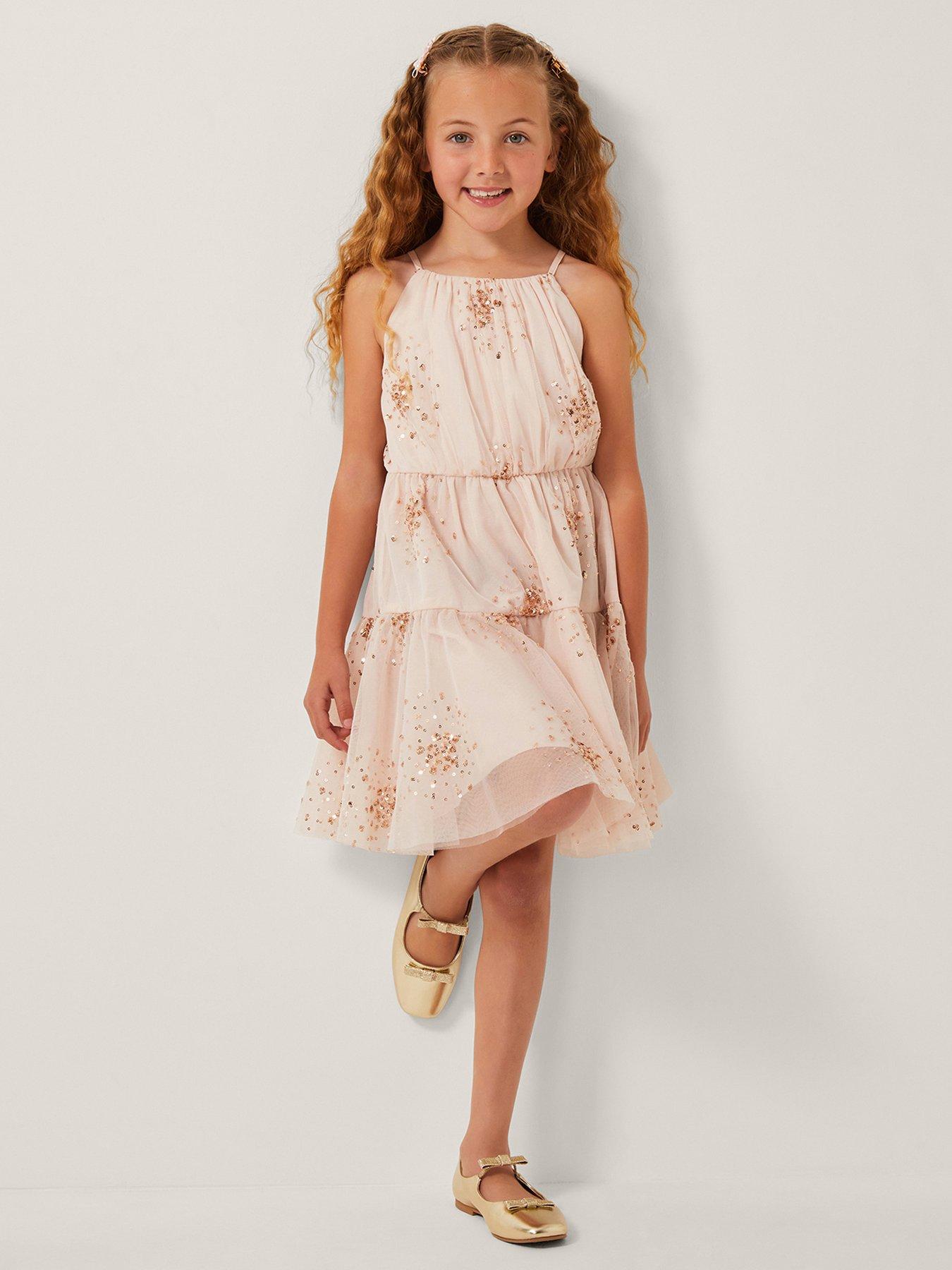 Monsoon Girls Tilly Scatter Sequin Dress - Pink