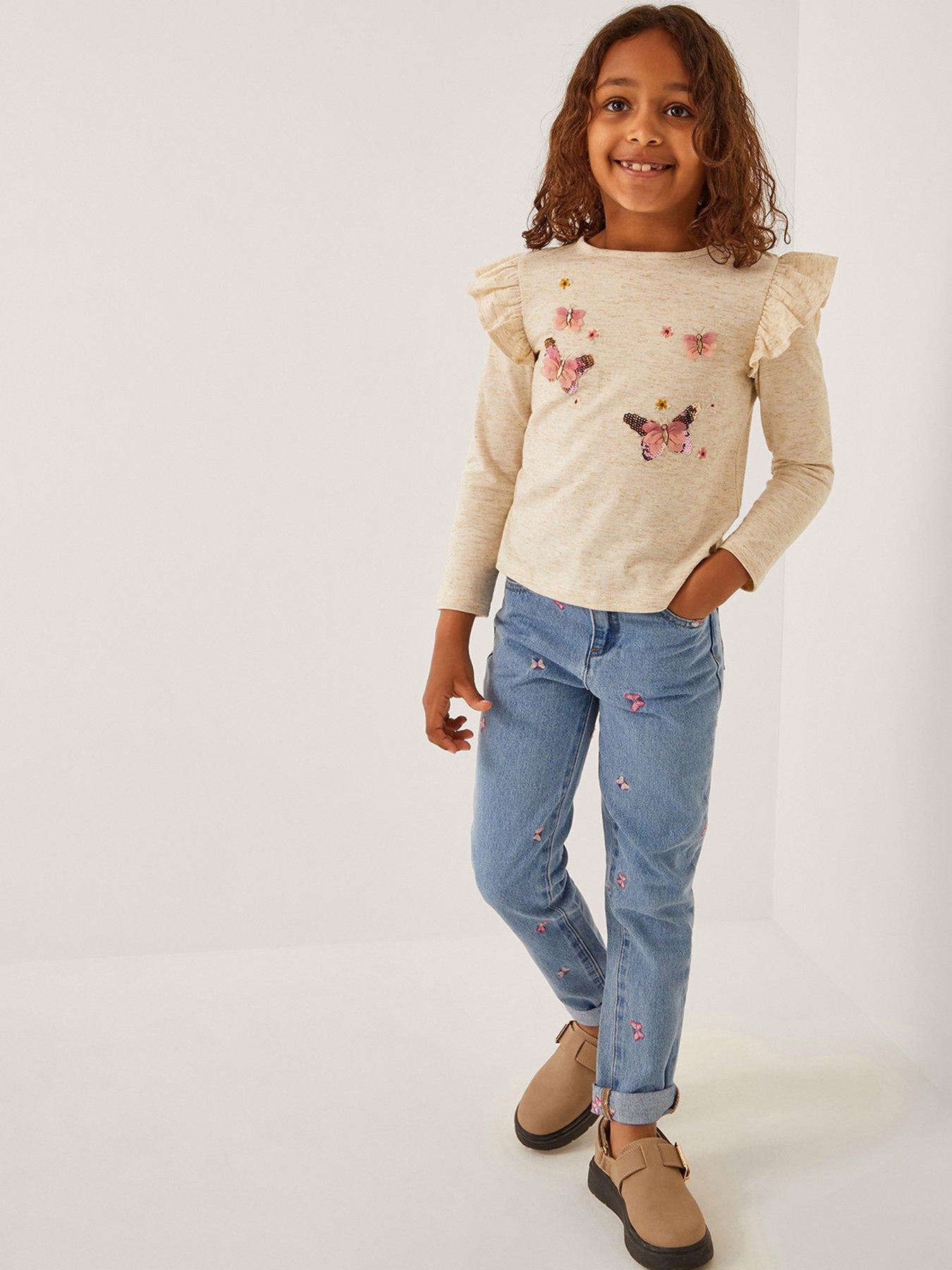 Monsoon Girls Butterfly All Over Jeans - Blue