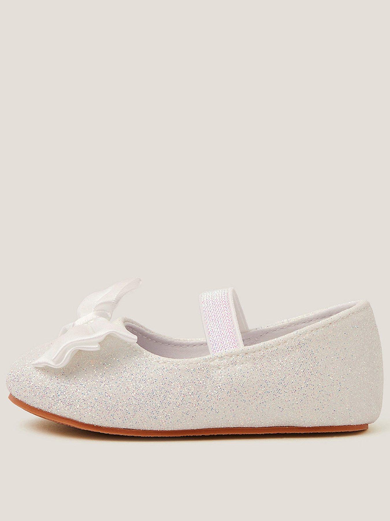Monsoon Baby Girls Glitter Bow Walker Shoes - Light Cream