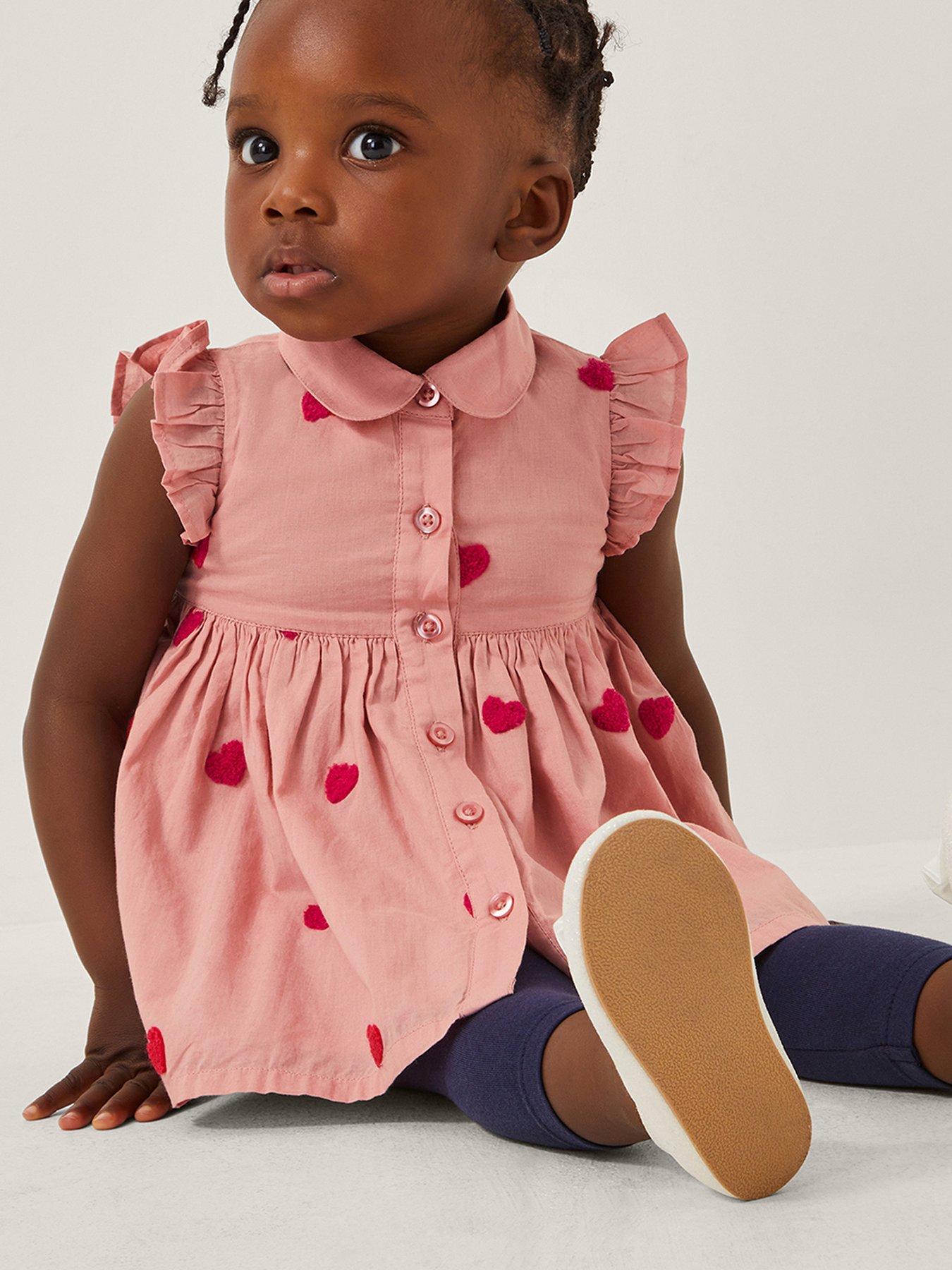 Monsoon Baby Girls Boucle Heart Sleeveless Blouse  &  Legging Set - Pink