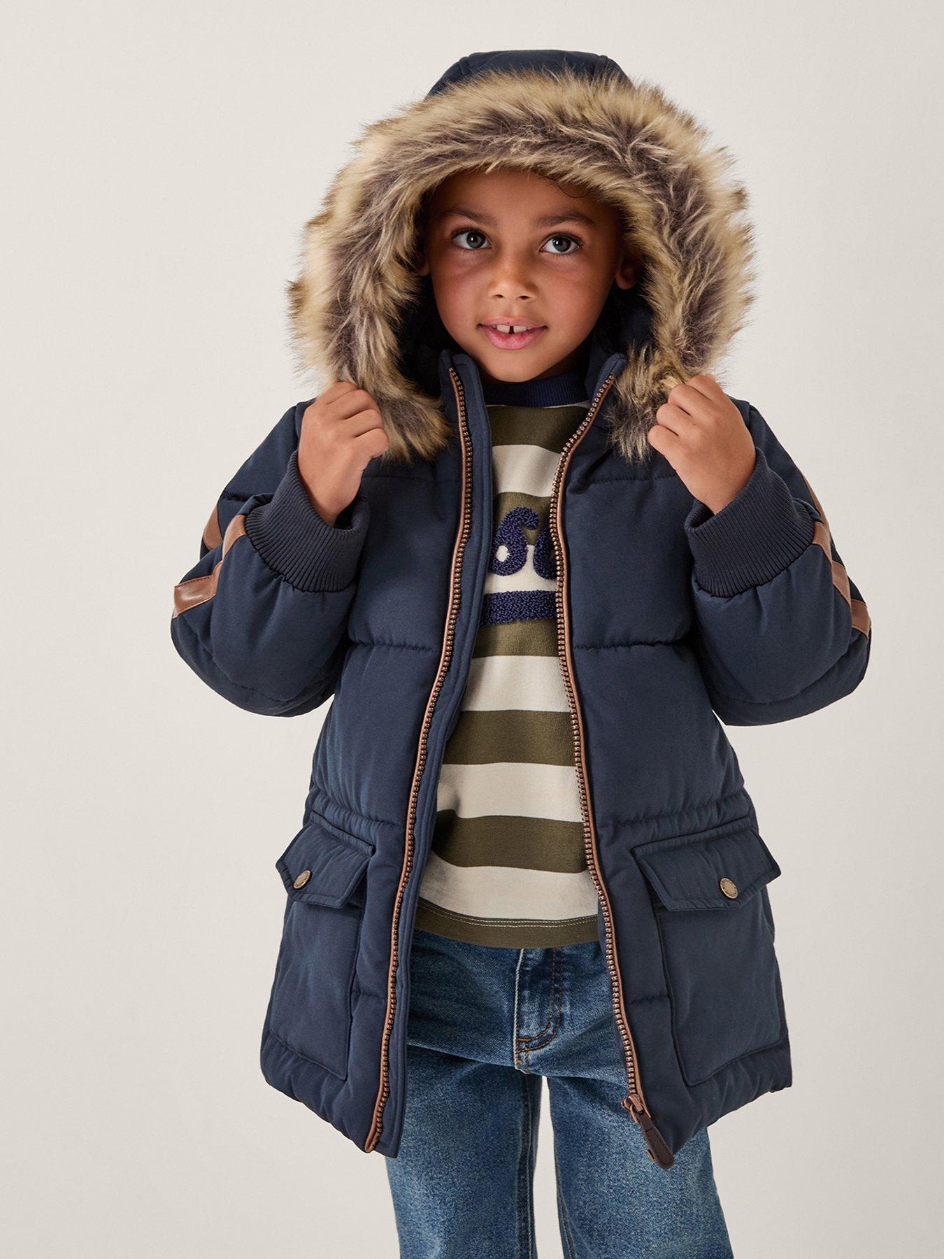 Monsoon Boys Padded Mid Length Padded Coat - Navy
