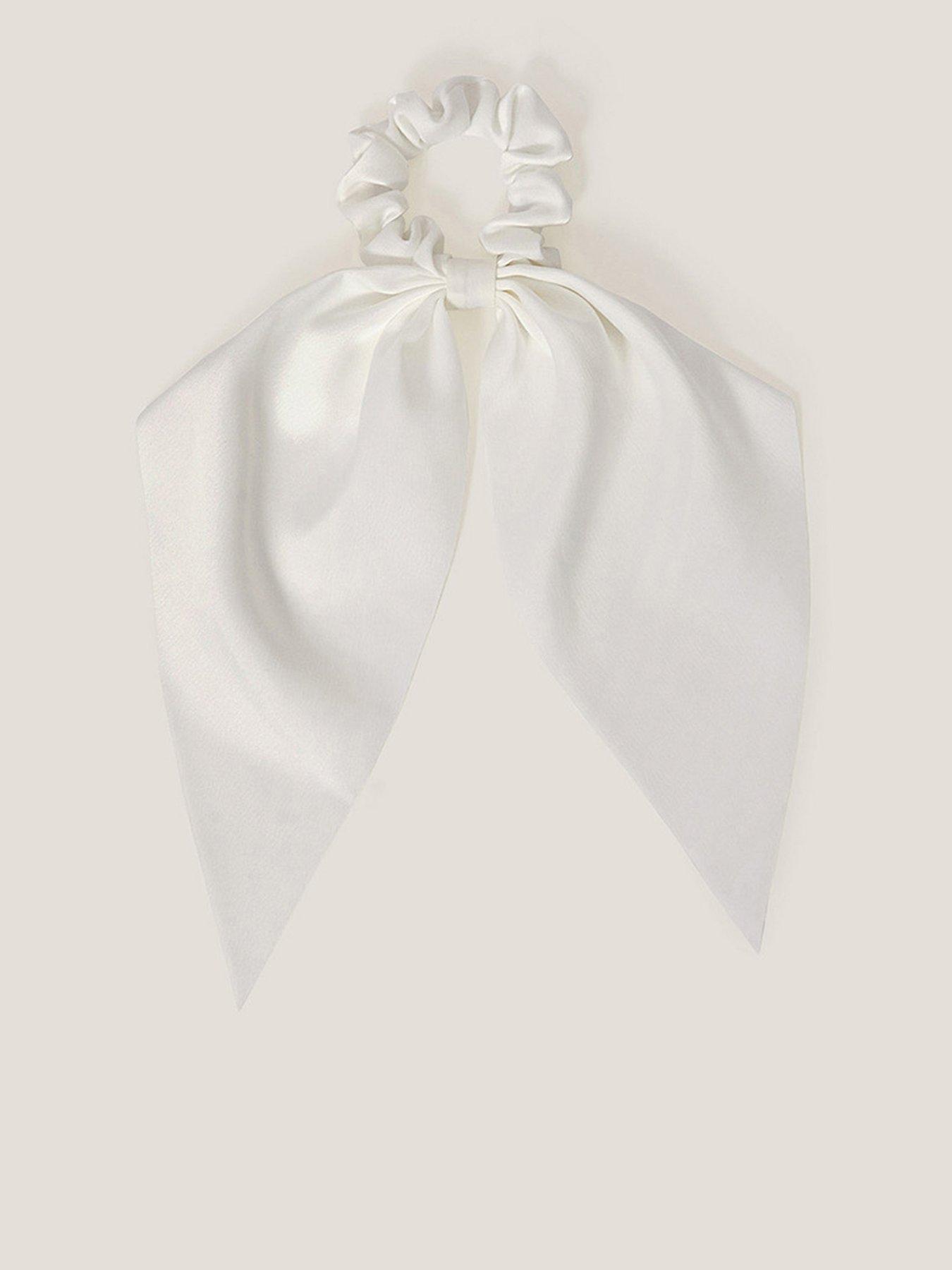 Monsoon Girls Long Tie Bridesmaid Scrunchie - Light Cream