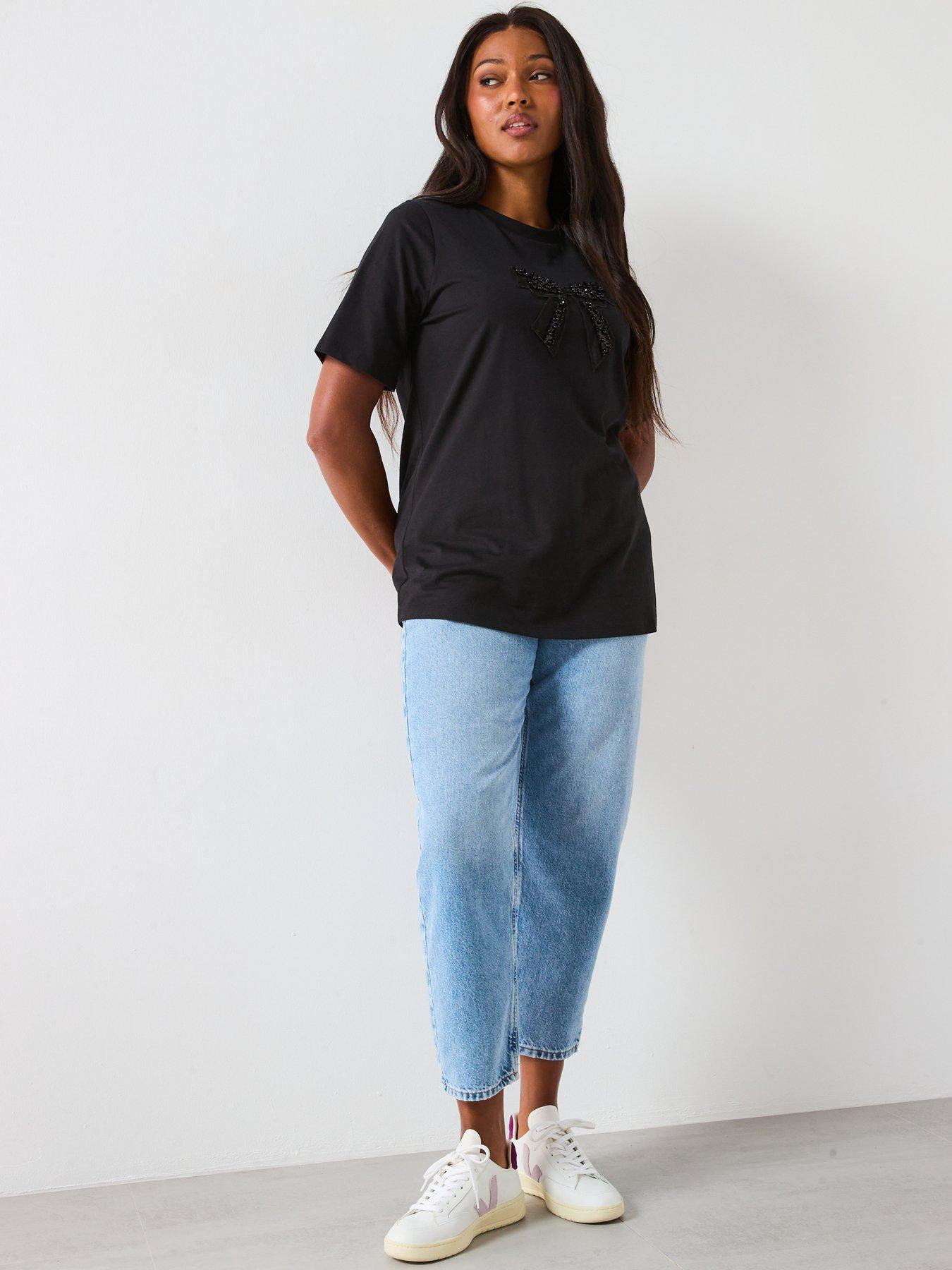 Image 5 of 6 of The Very Collection Curve Bow Trim T-shirt