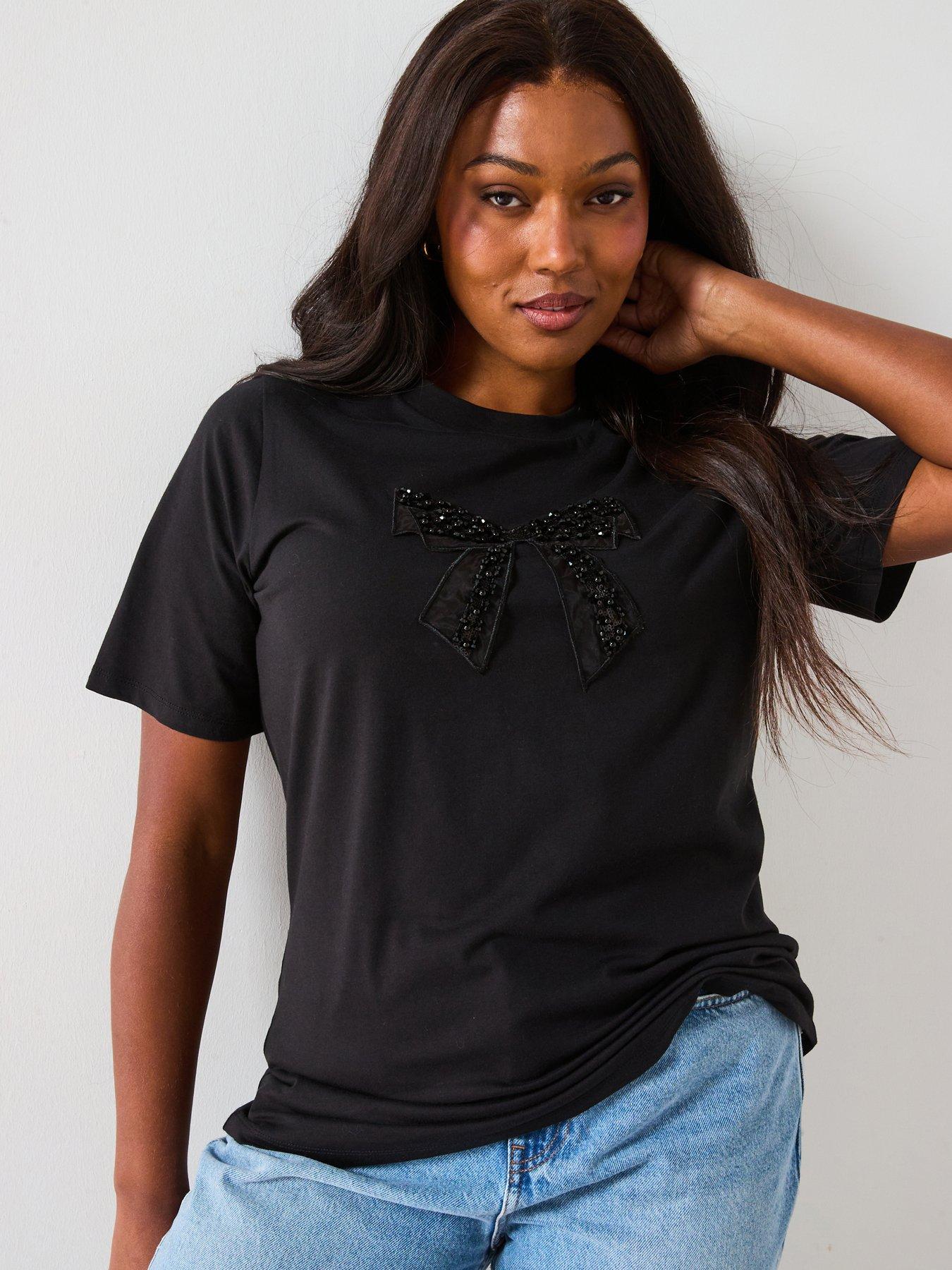 Image 6 of 6 of The Very Collection Curve Bow Trim T-shirt