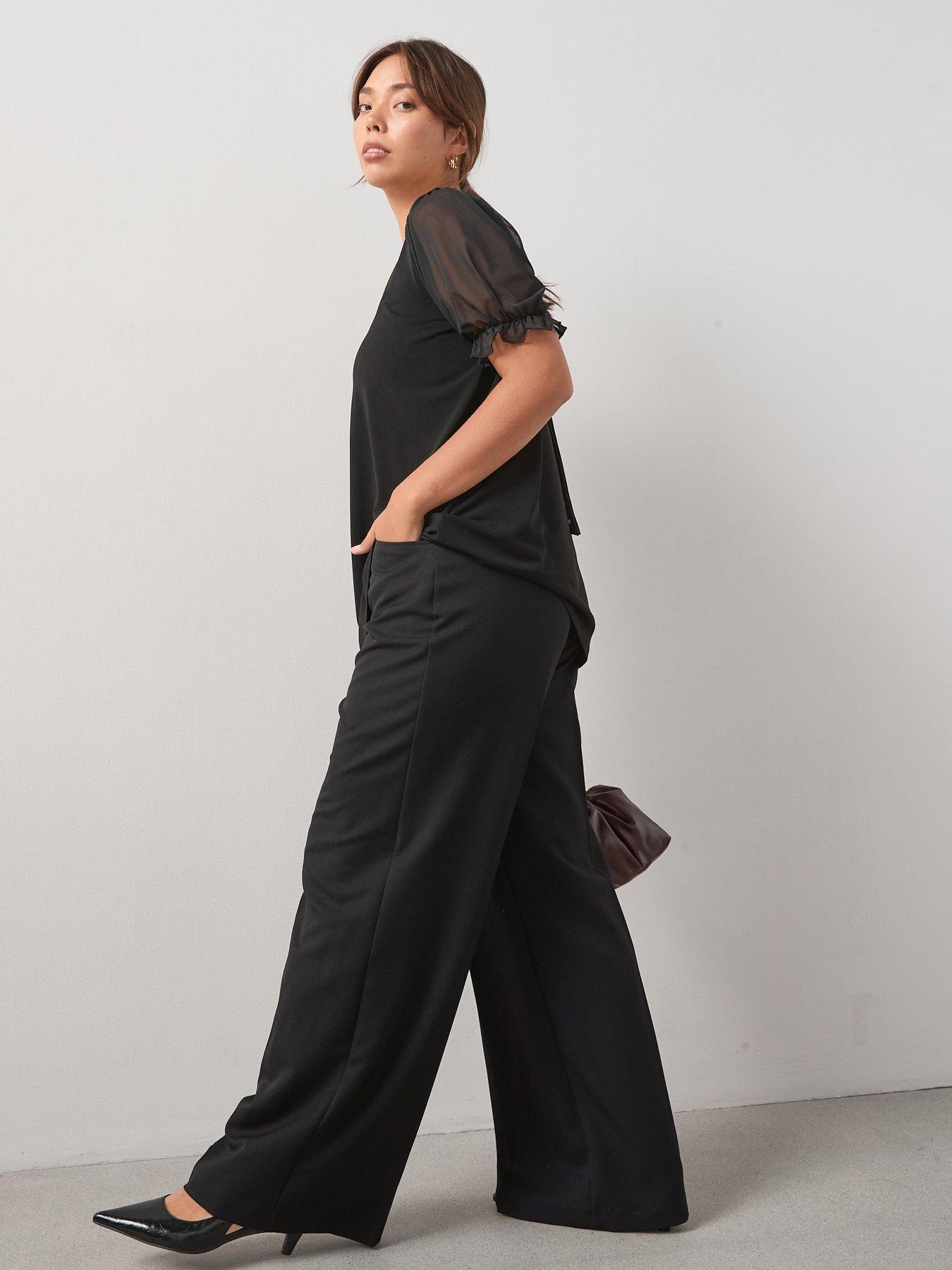 v-by-very-curve-spot-bow-back-short-sleeve-top-blackdetail