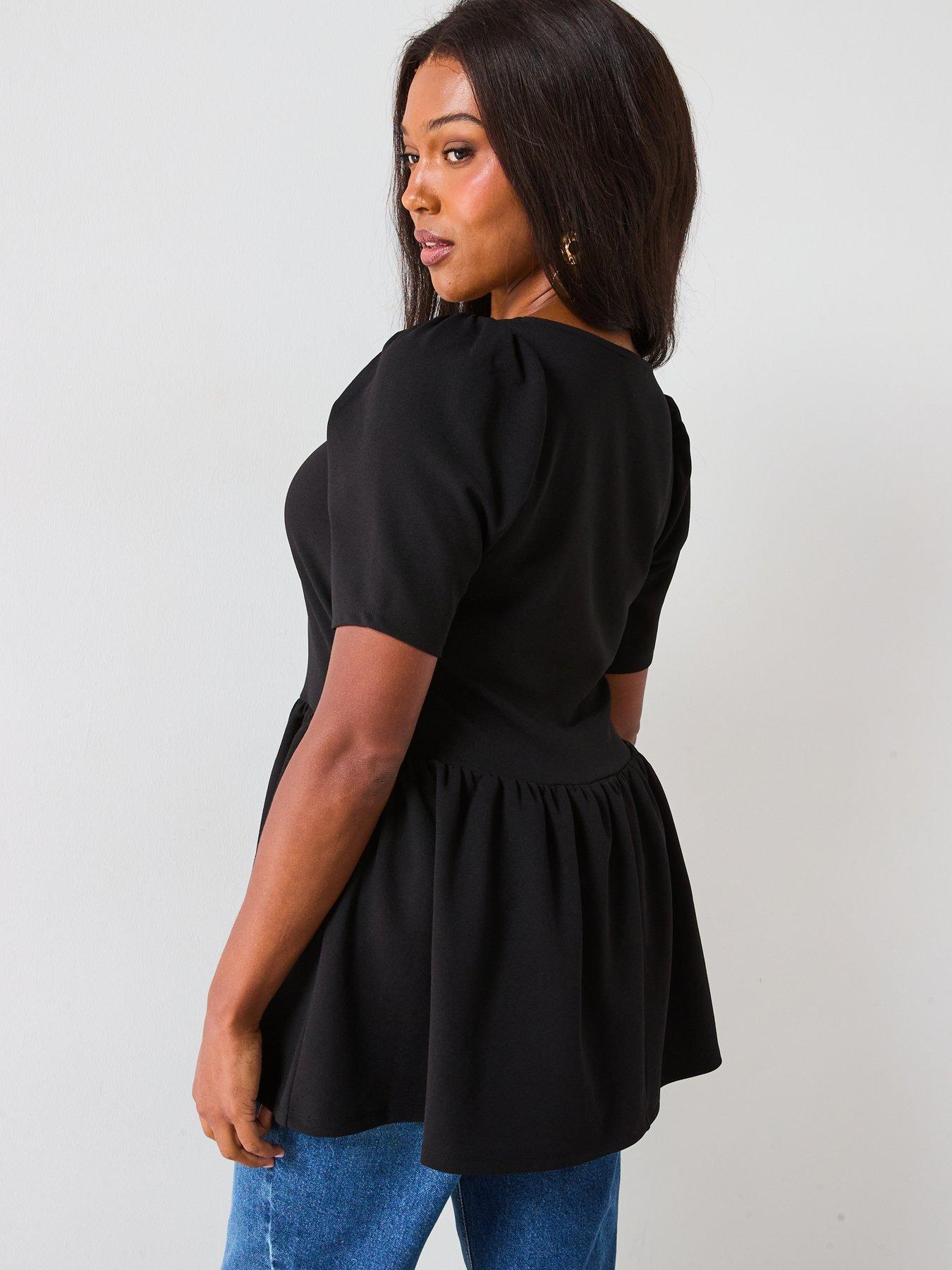 v-by-very-curve-diamante-bow-peplum-top-blackstillFront