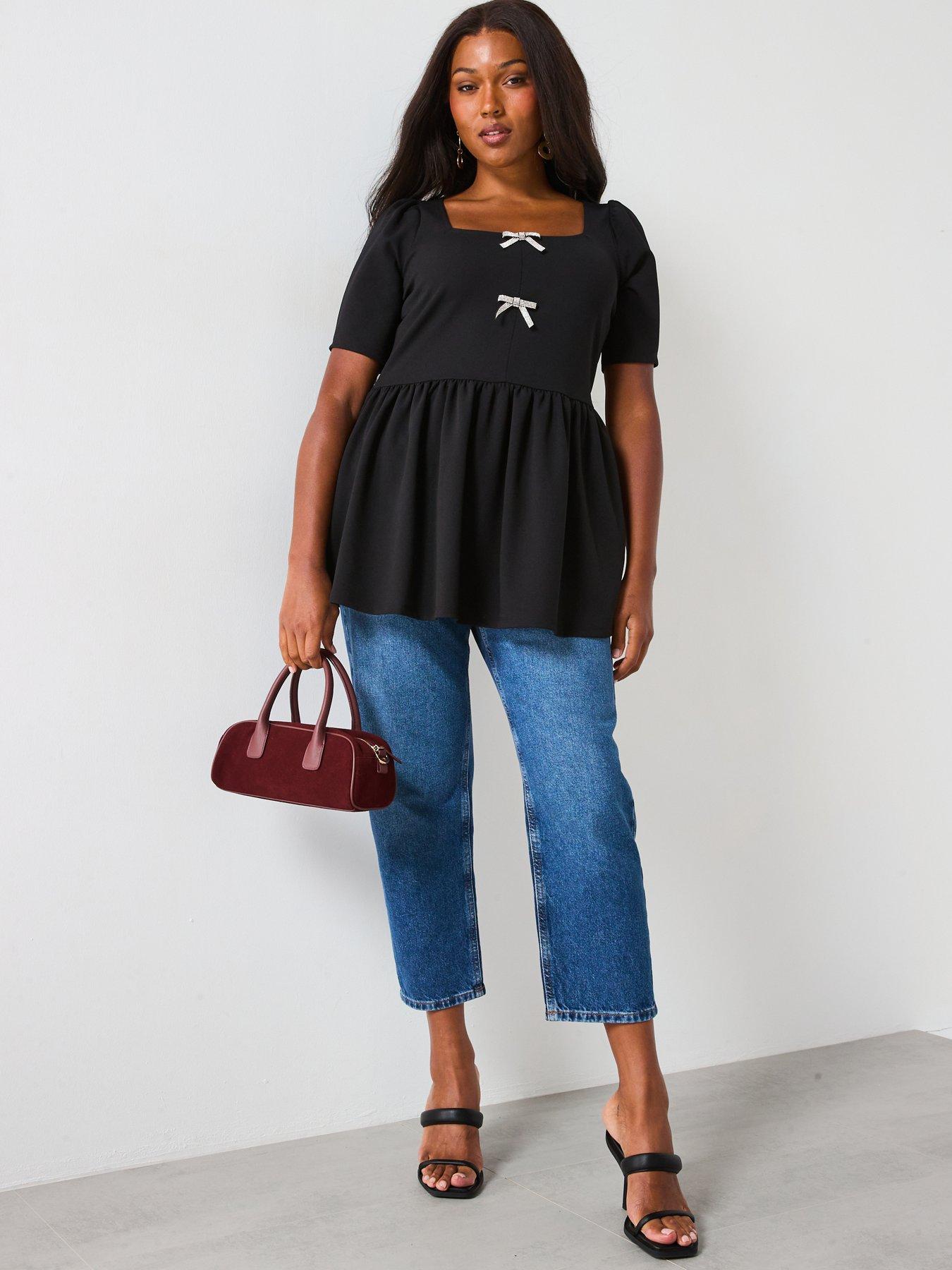 v-by-very-curve-diamante-bow-peplum-top-blackback