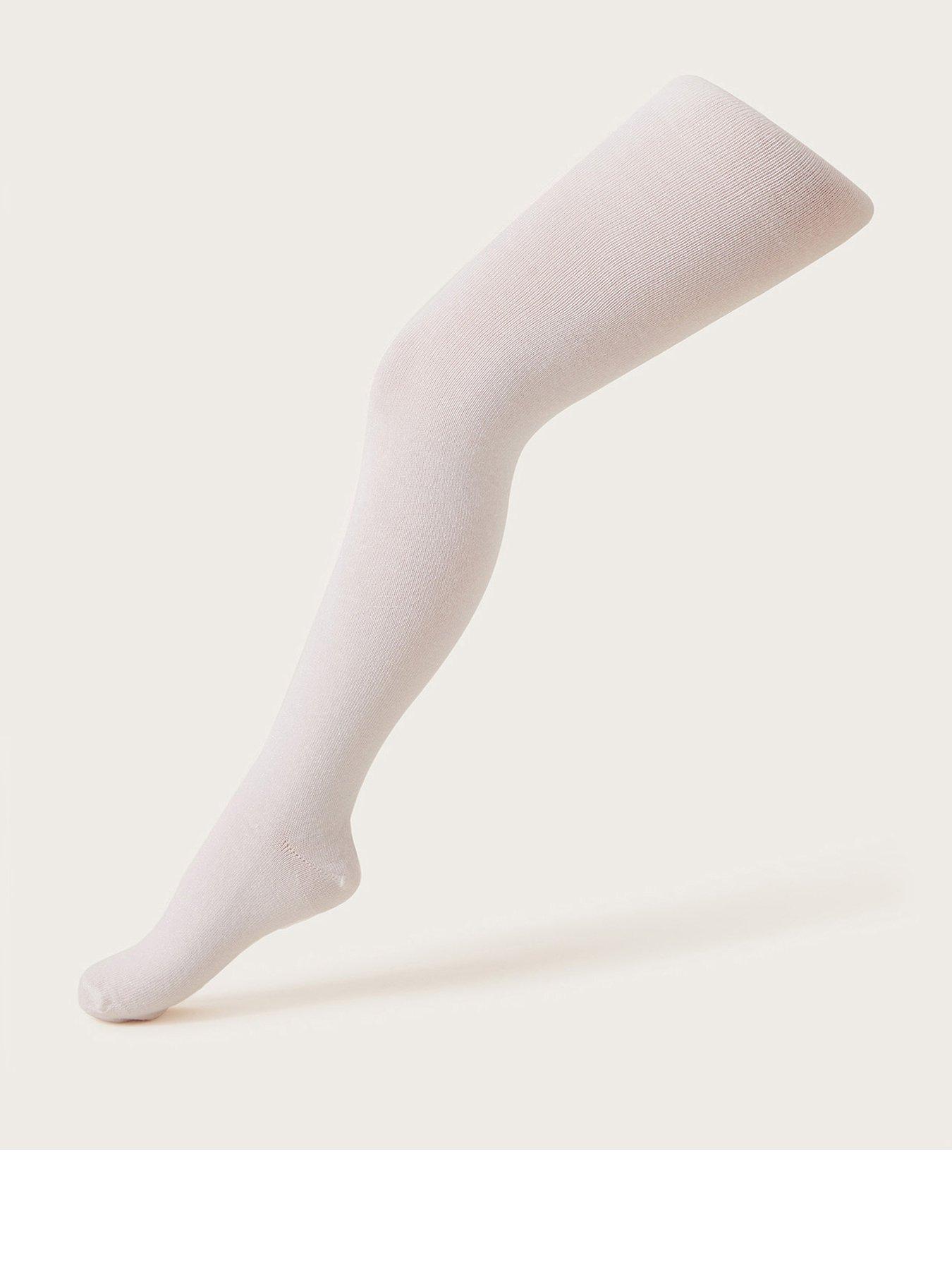 Image 1 of 2 of Monsoon Girls Frosted Tights - Light Cream
