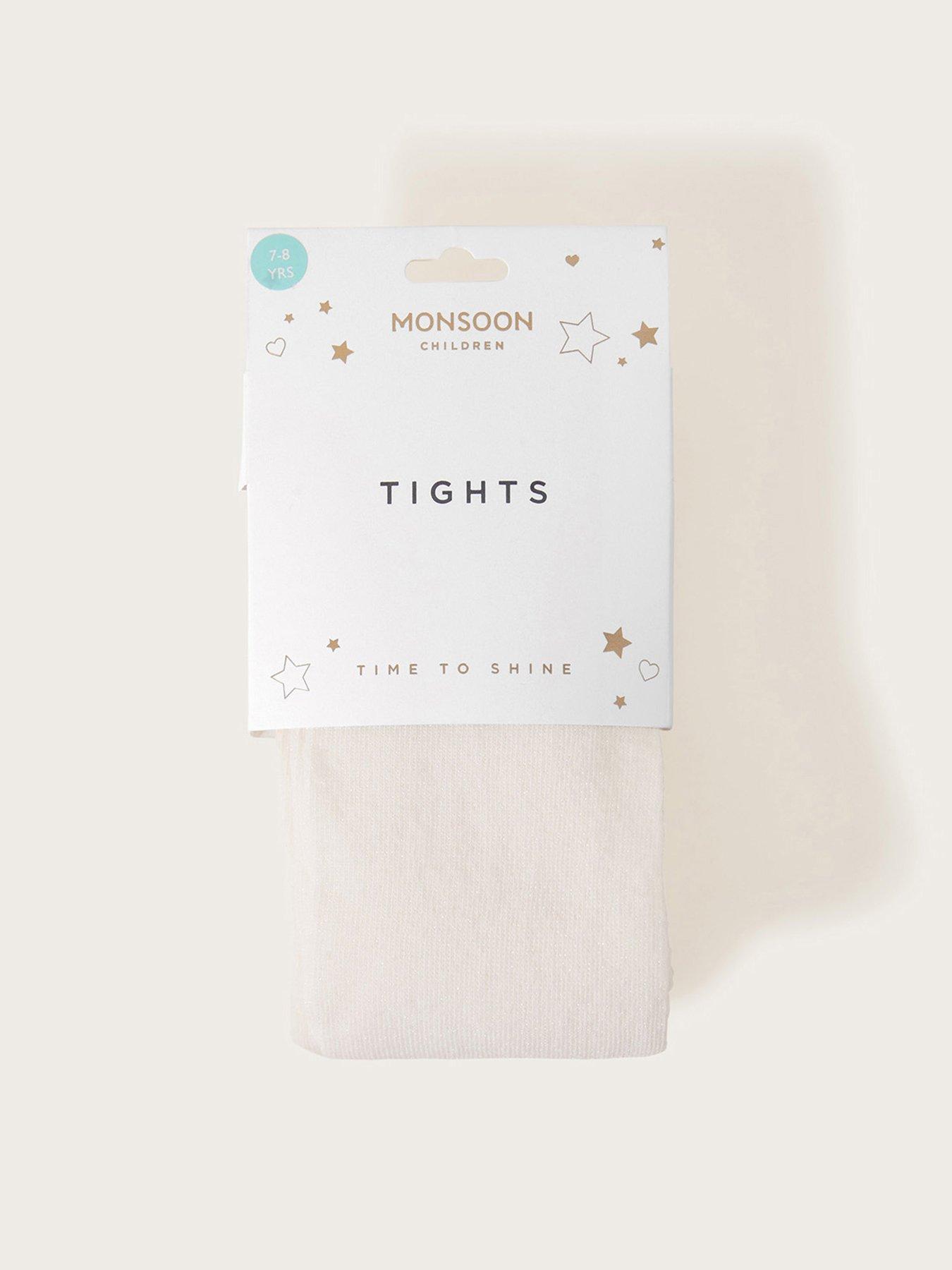 Image 2 of 2 of Monsoon Girls Frosted Tights - Light Cream