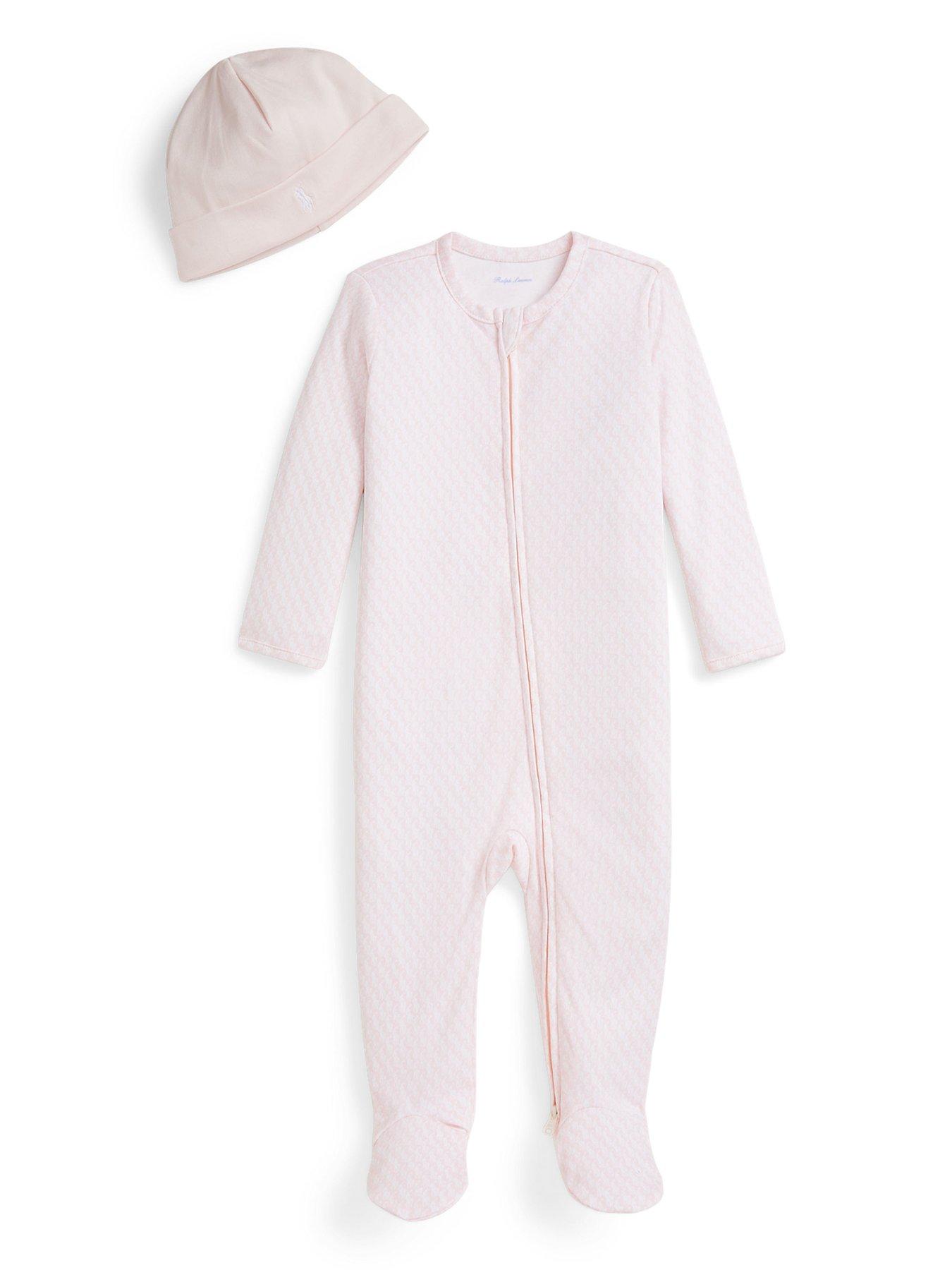 Polo Ralph Lauren Baby Girls Gift Boxed Sleepsuit And Hat Set - Pink