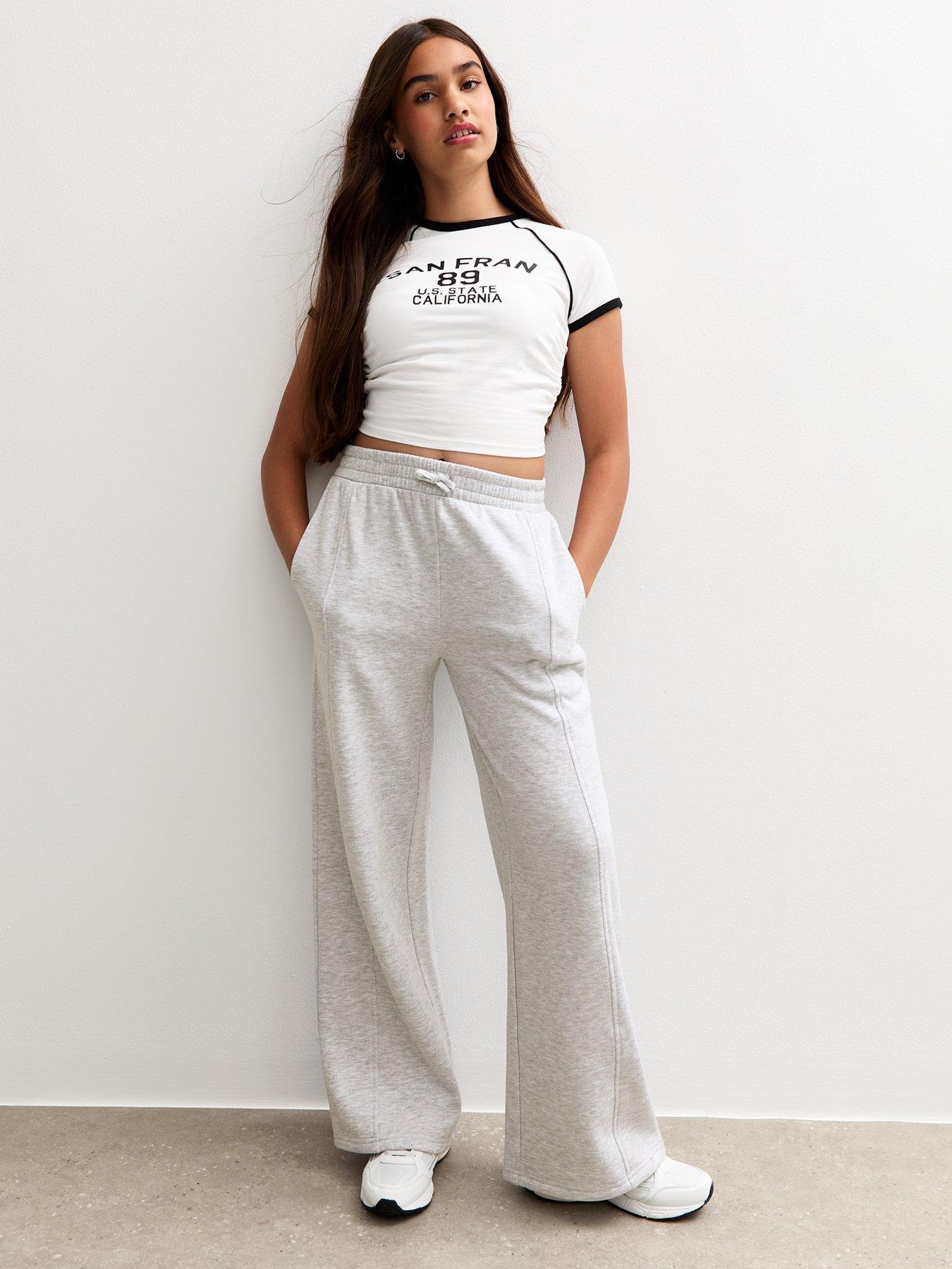 New Look 915 Girls Seam Detail Wide Leg Joggers - Grey