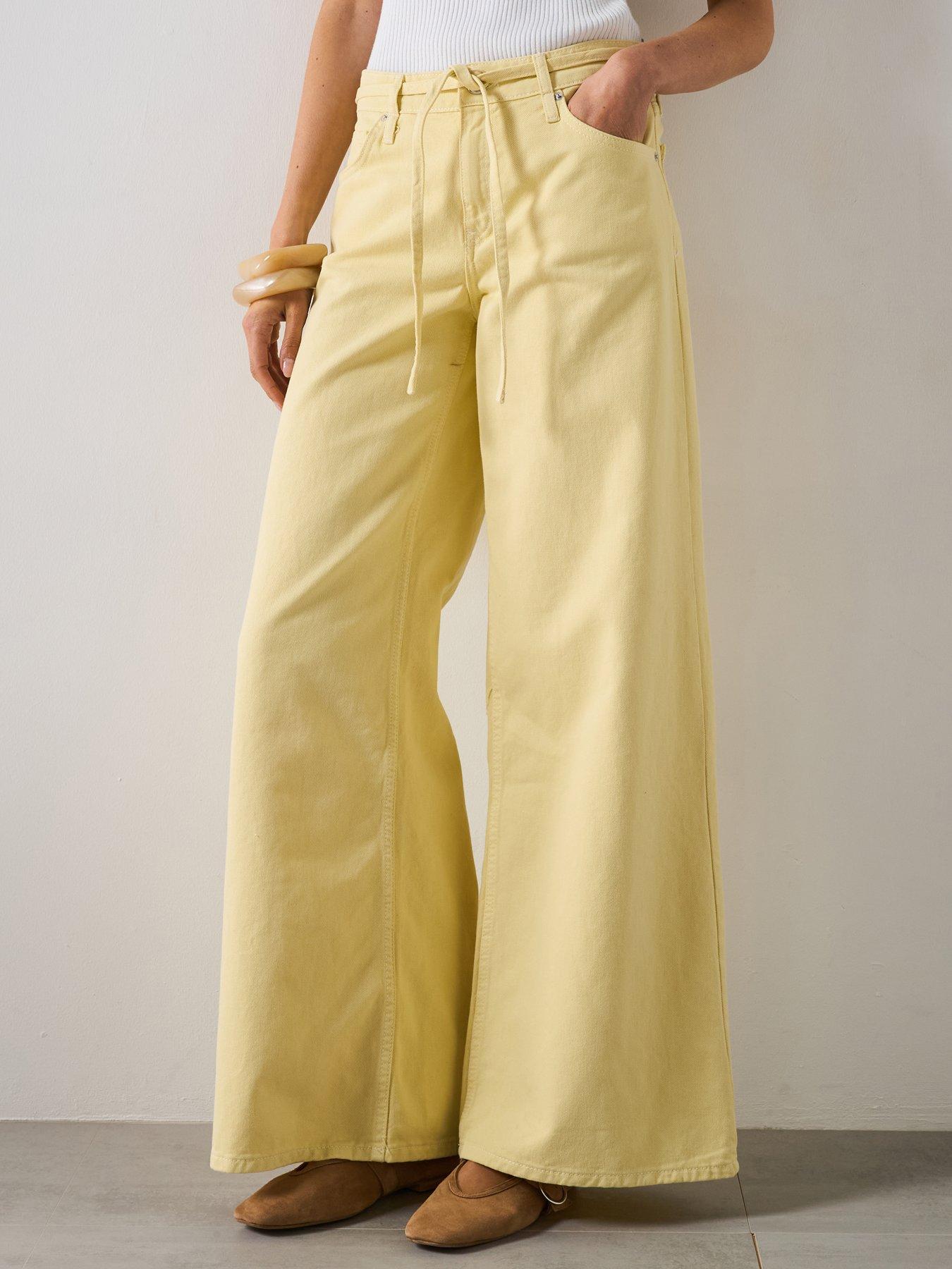 undefined Wide Leg Jeans - Yellow