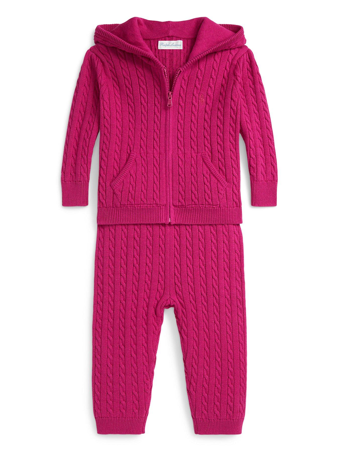 Polo Ralph Lauren Baby Girls Hoodie And Jog Pant Set - Dark Pink