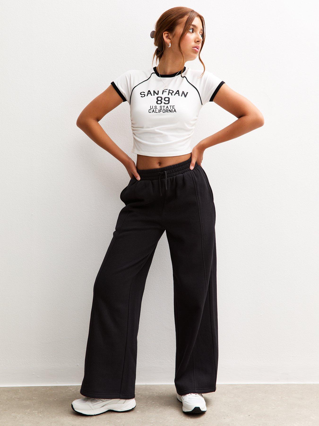 New Look 915 Girls Seam Detail Wide Leg Joggers - Black