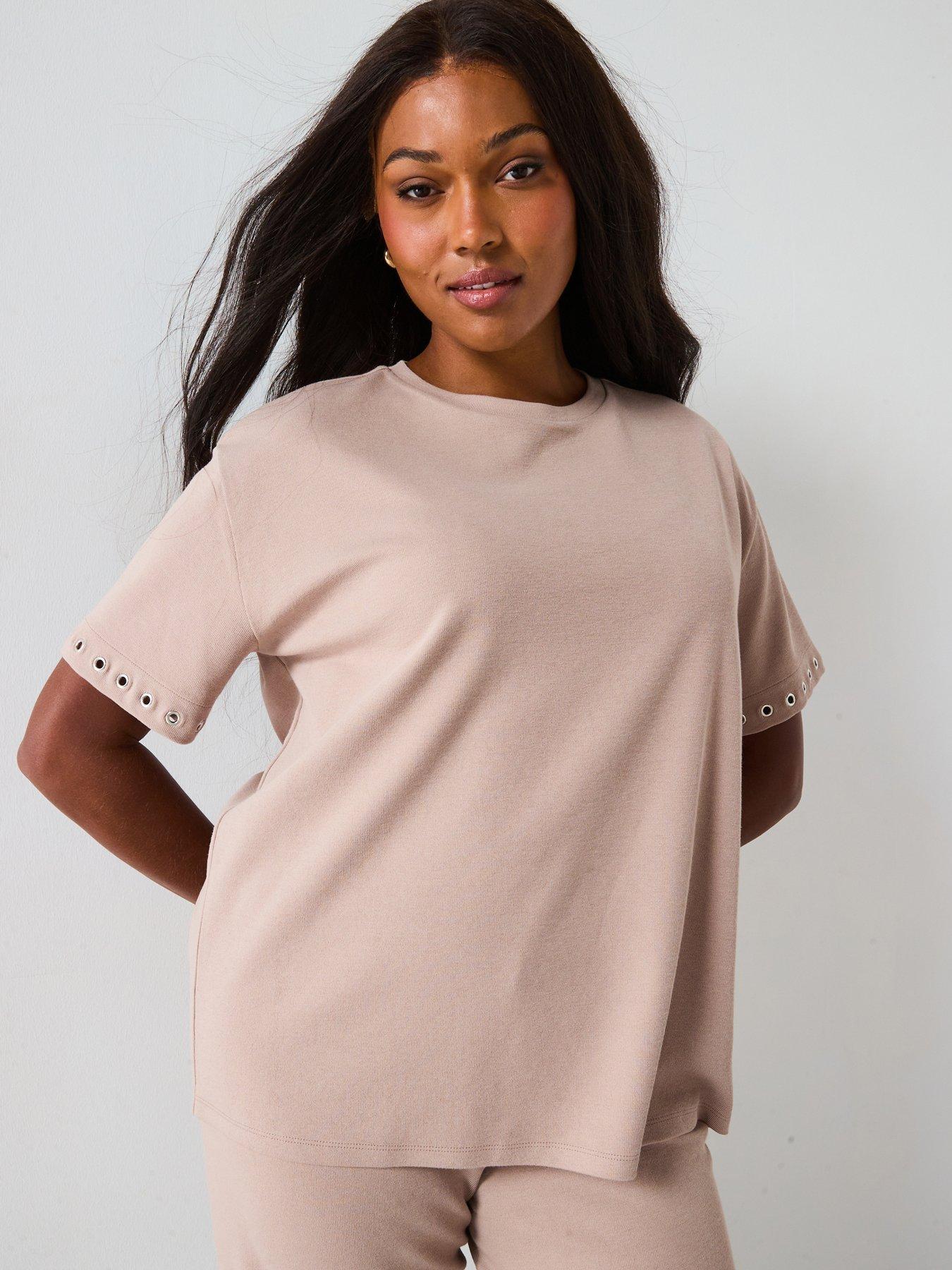 v-by-very-curve-textured-t-shirt-co-ord-beige