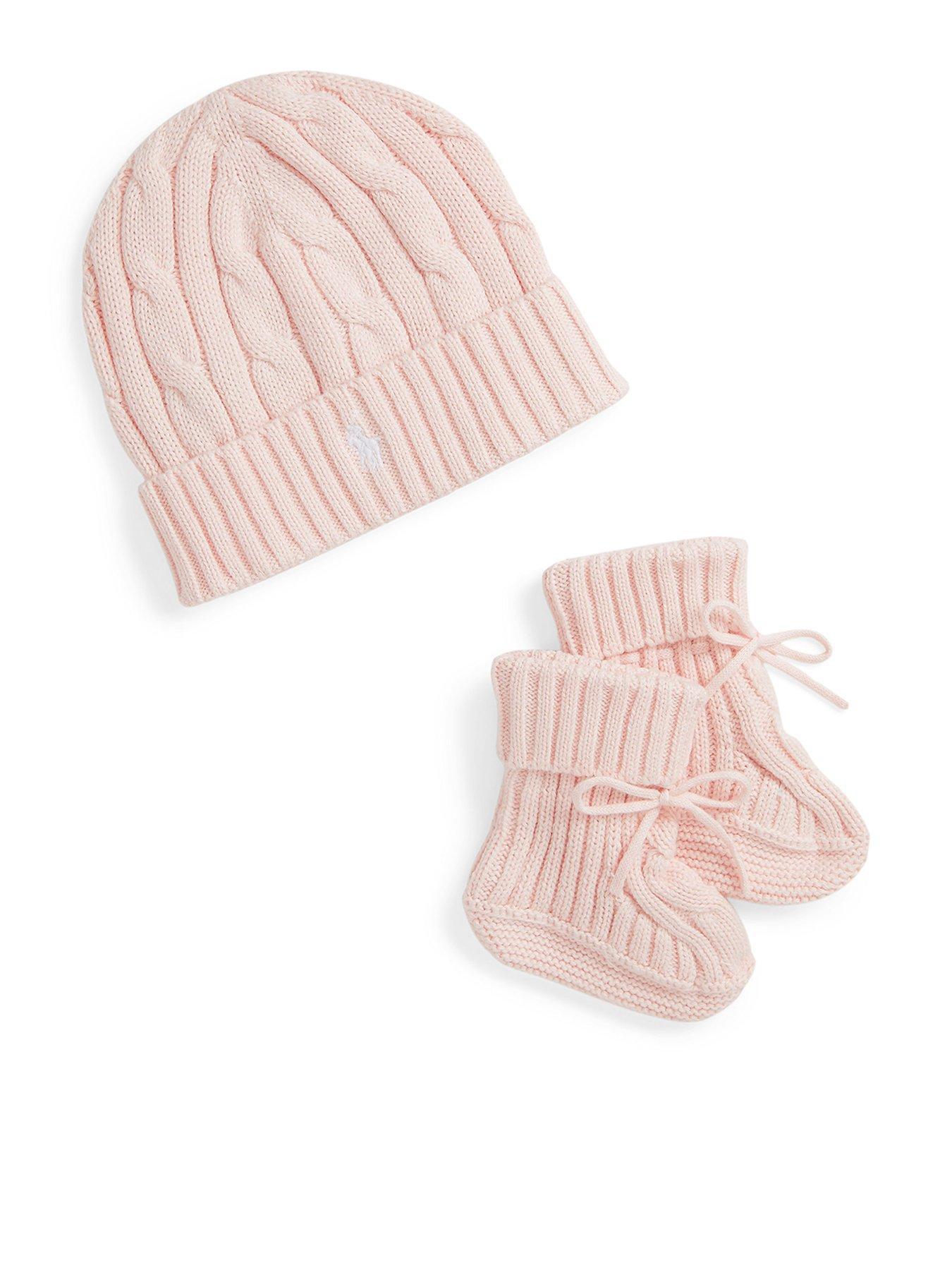 Image 1 of 3 of Polo Ralph Lauren Baby Girls Gift Box Hat and Bootie Set - Pink