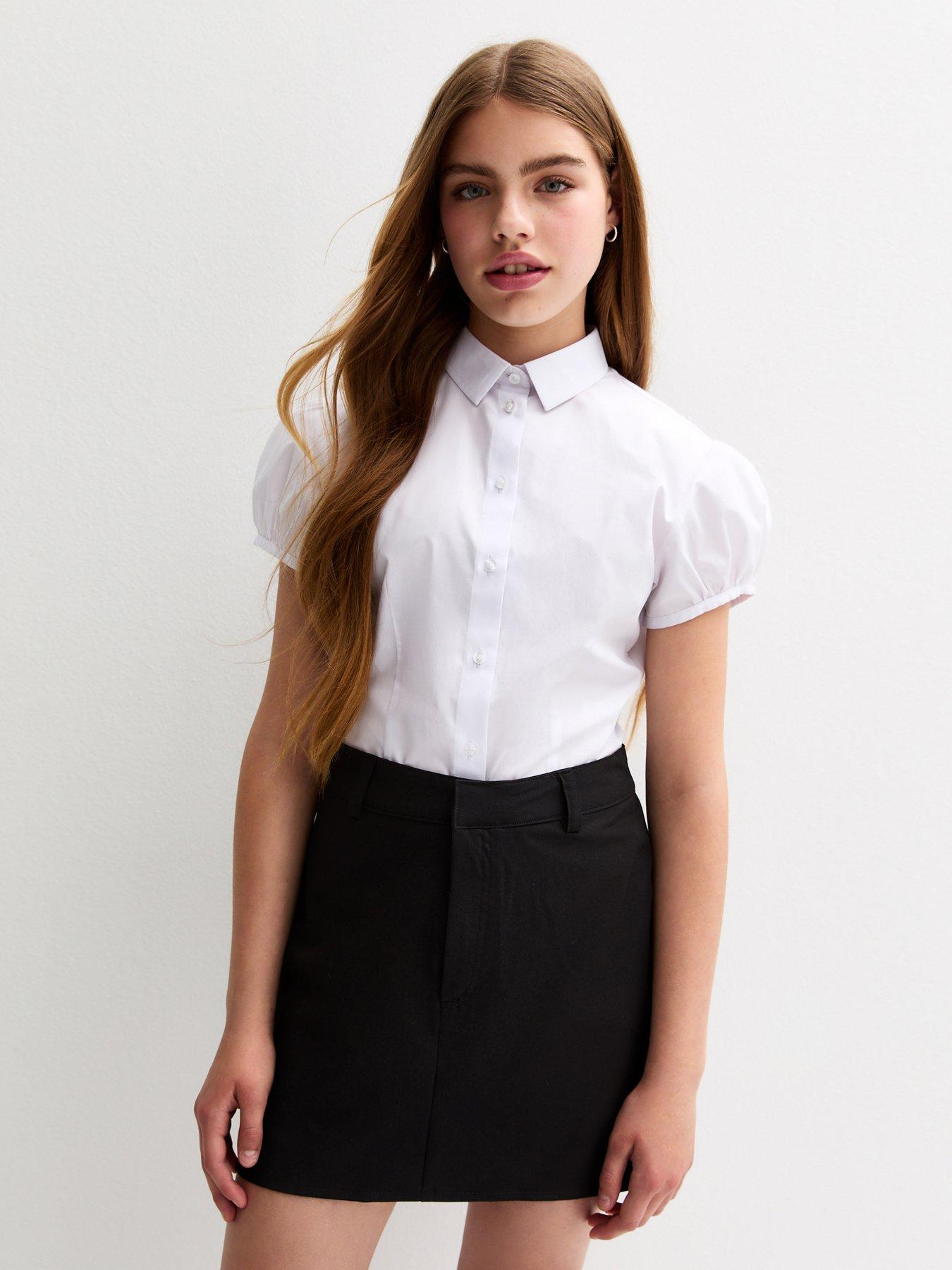 New Look 915 Girls Puff Sleeve School Shirt - White