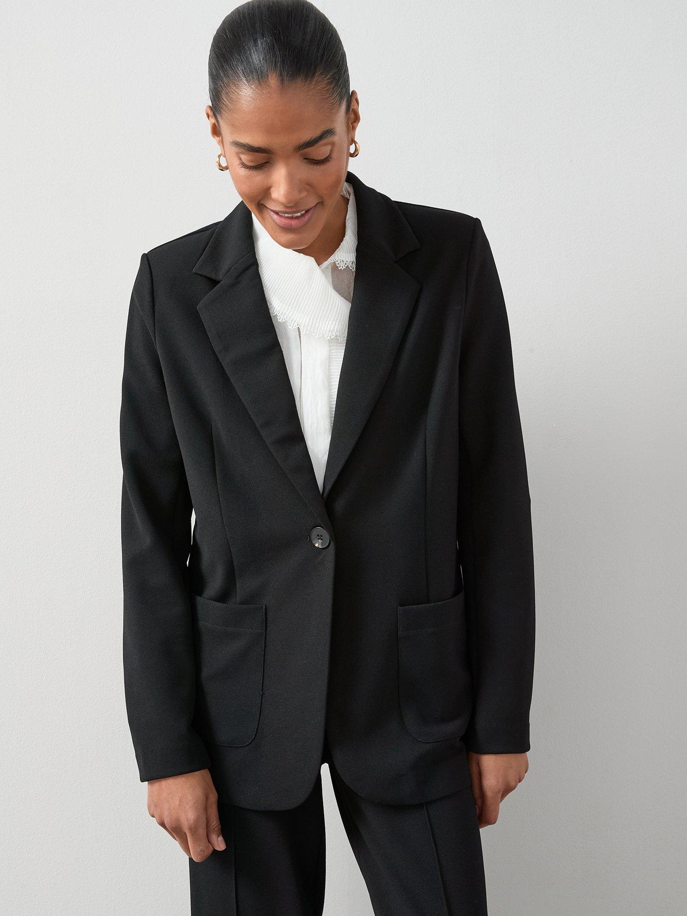 Image 5 of 6 of The Very Collection Womens Edge-to-Edge Stretch Jersey Blazer - Black